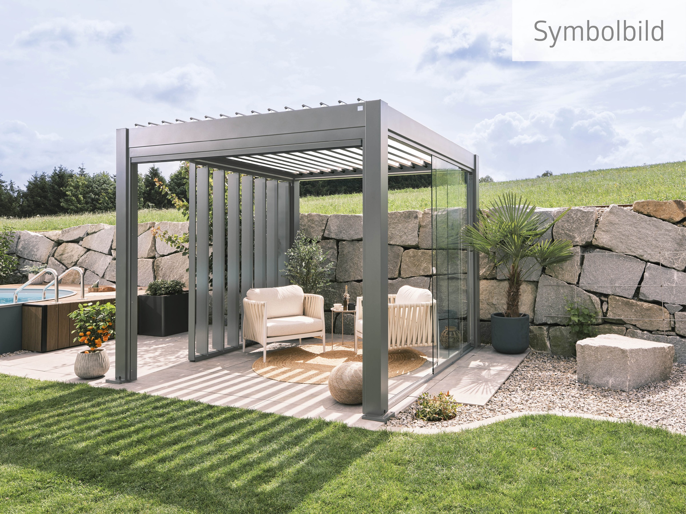 Biohort Pergola »4x3,5 m, verschiedene Farben«, 404,5x367,5x264 cm, ausgezeichnet mit dem Red Dot Design Award