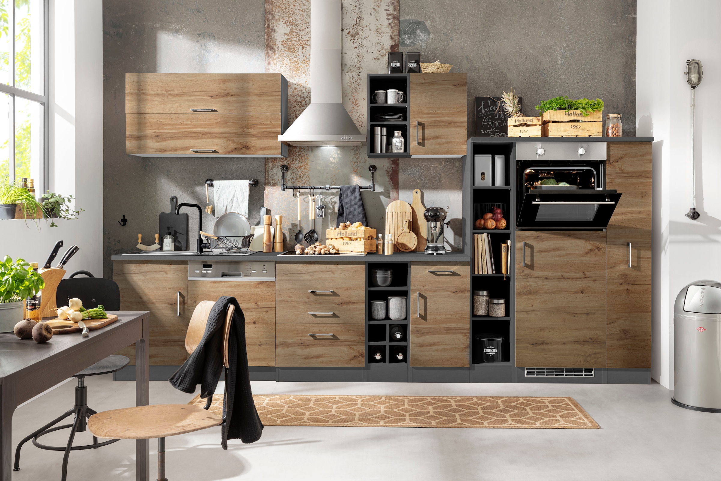 KOCHSTATION Küchenzeile »KS-Colmar«, mit E-Geräten, Breite 360 cm