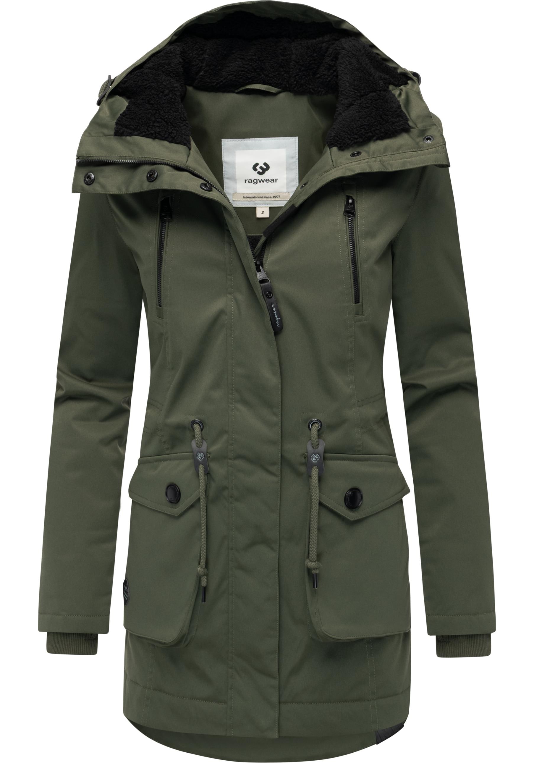 Ragwear Kurzmantel »Ellsa YOUMODO«, Winterparka mit auffälligen Taillenzugkordeln und Kapuze
