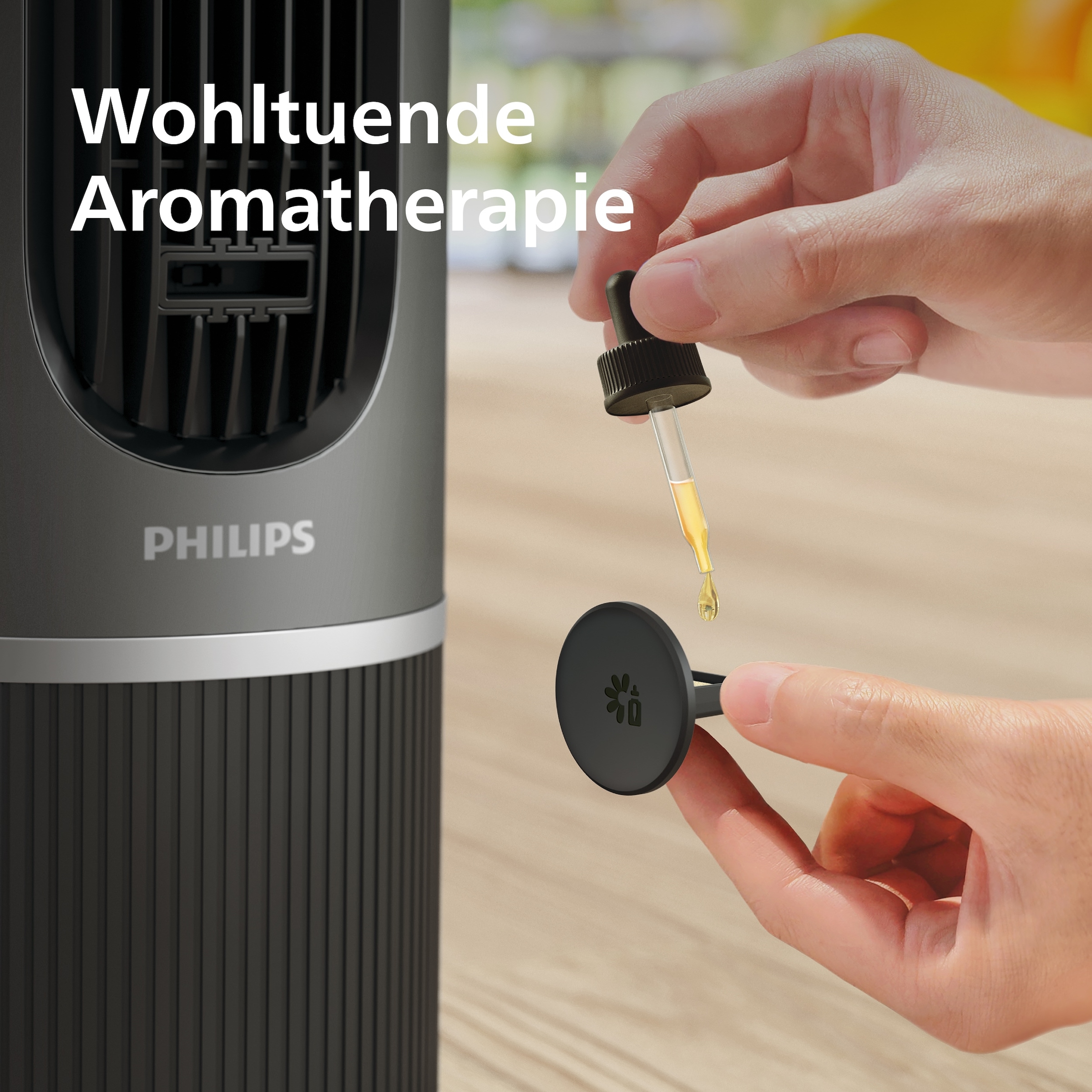 Philips Turmventilator »CX7550 Serie 7000 mit 12 Geschwindigkeiten u. Aromatherapie-Zusatz« Oszillierend, besonders leise, mit DC-Motor, Timer u. Fernbedienung
