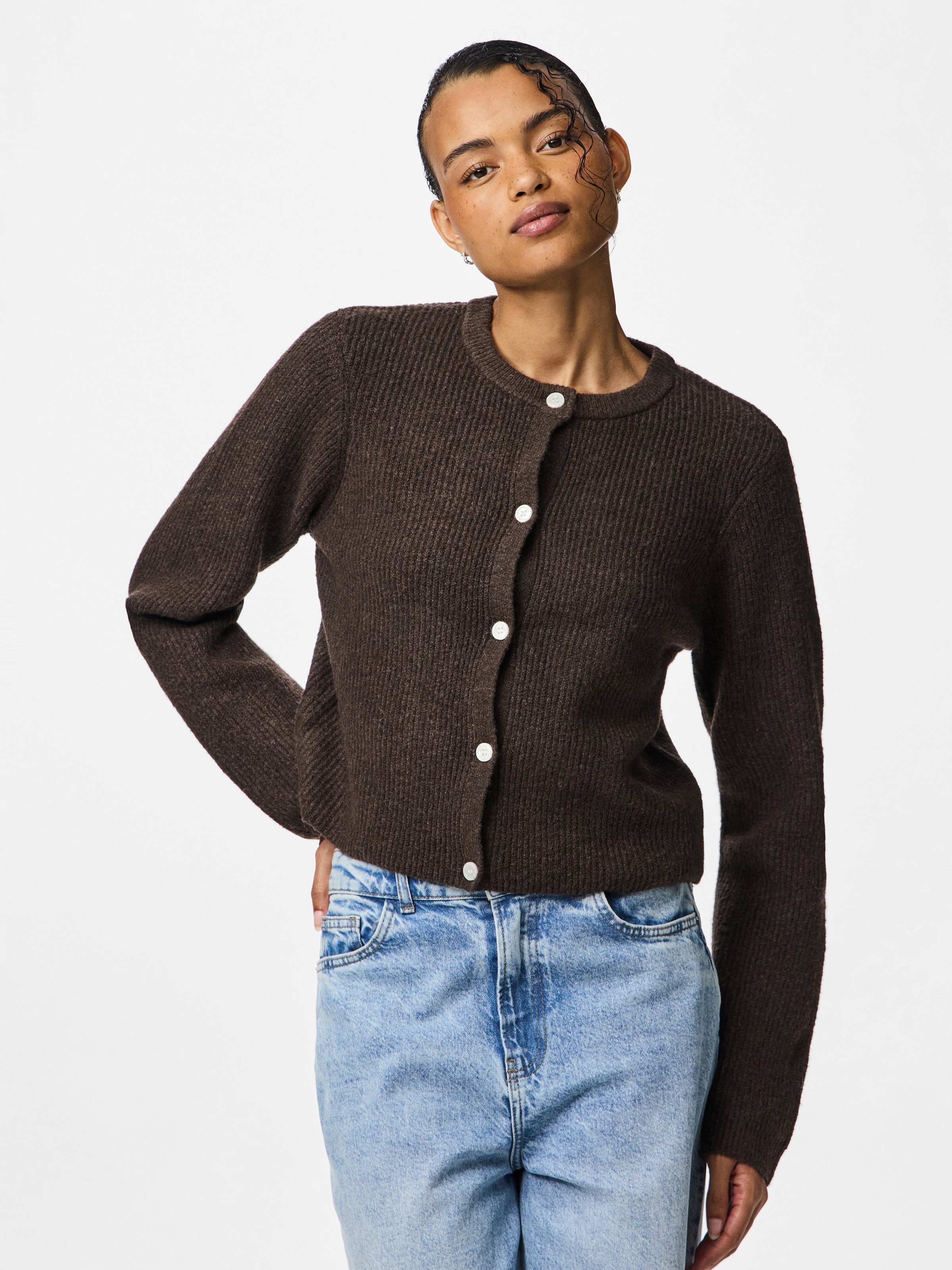 pieces Strickjacke "PCSILLY LS O-NECK KNIT CARDIGAN NOOS BC" Materialmix, r günstig online kaufen