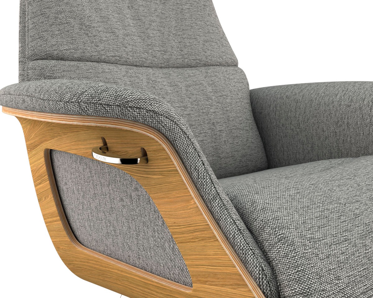 FLEXLUX Relaxsessel »Clement Relaxstuhl, Polstersessel, Liegesessel, TV-Sessel,«, Rücken- & Kopfteilverstellung, Drehbar, Armlehne Eiche, Fuß Alu