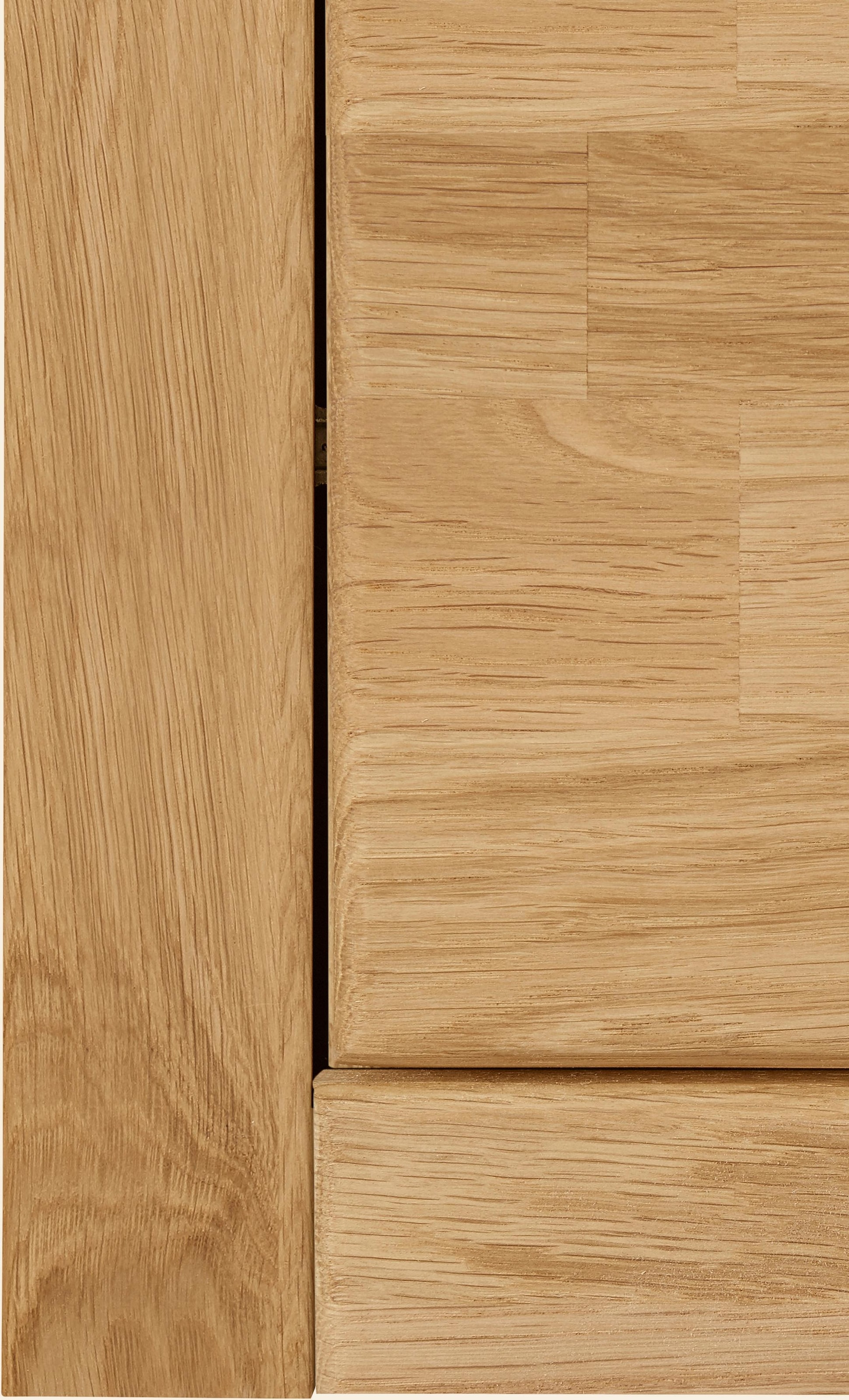 Home affaire Wohnwand »Ribe,Fronten Massivholz,Korpus Holzwekstoff,viel Stauraum«, (Set, 5 St.), Glaseinsatz aus gehärtetem Glas,Böden teilweise versetzbar