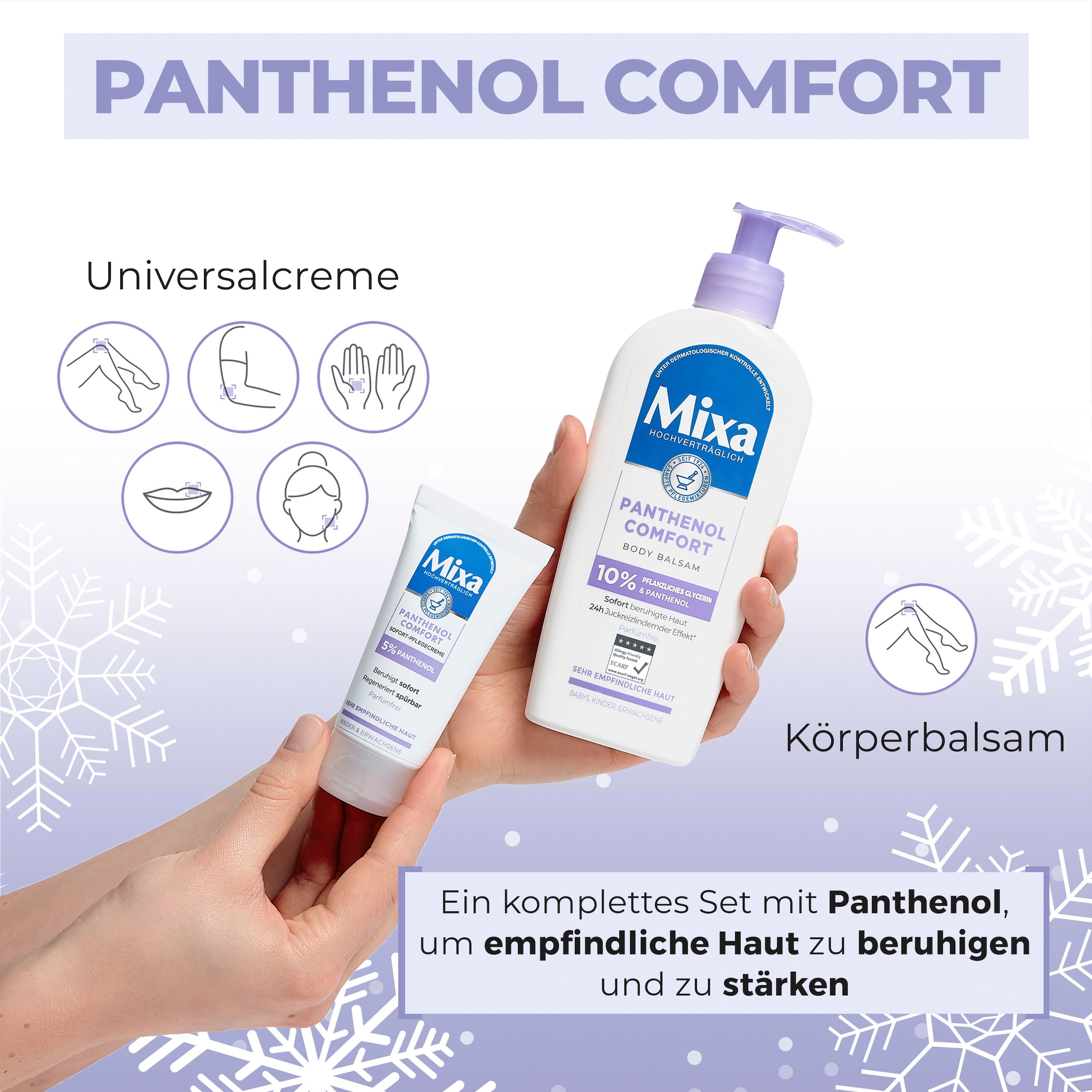 Mixa Körpercreme »Panthenol Comfort Pflege-Duo Set«, (Set, 2 tlg.),  sensitive Pflege online bestellen | BAUR