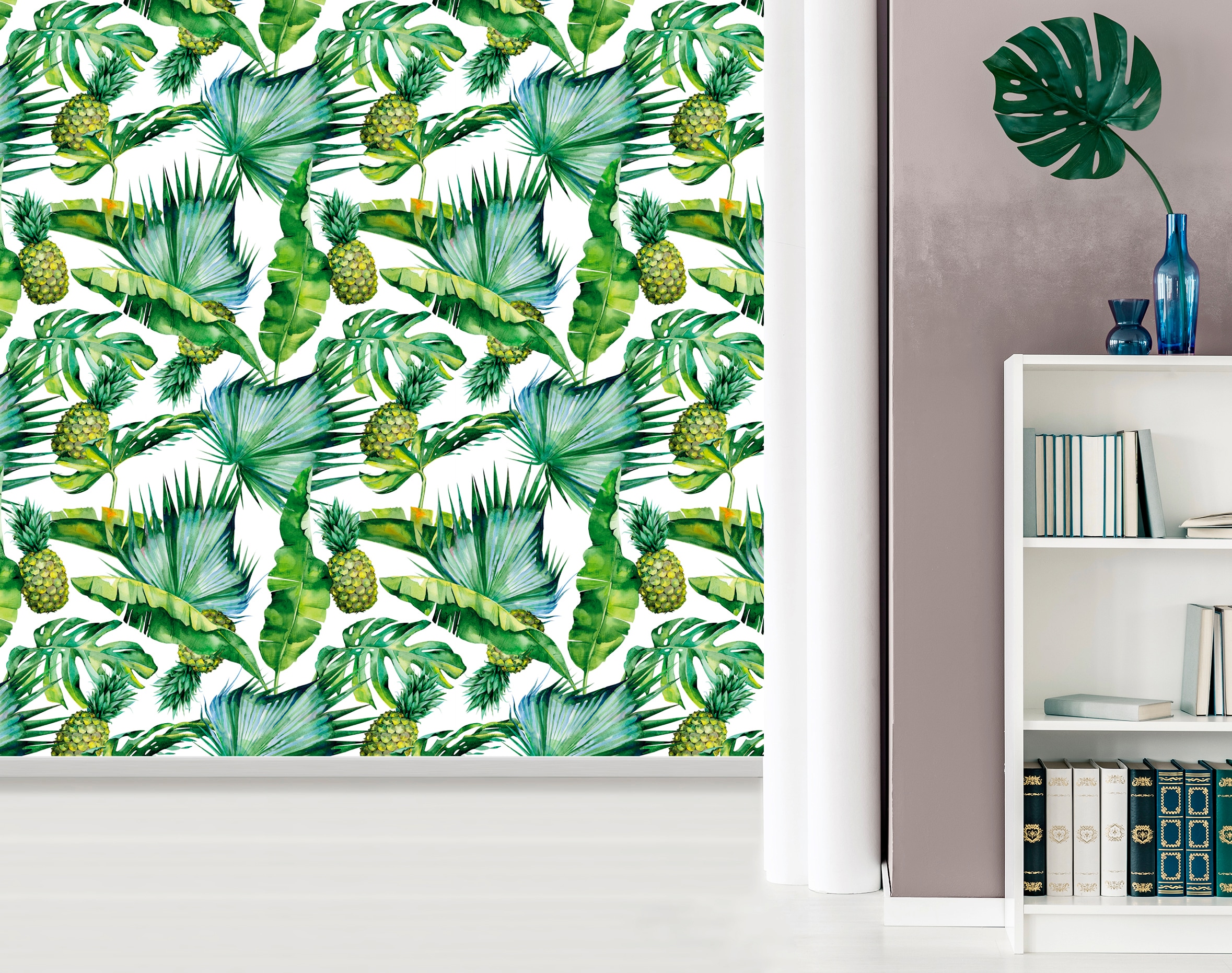 queence Vinyltapete »Hadar«, bedruckt-tropisch, 90x250cm, selbstklebend, kinderleichte Anbringung, Sticker