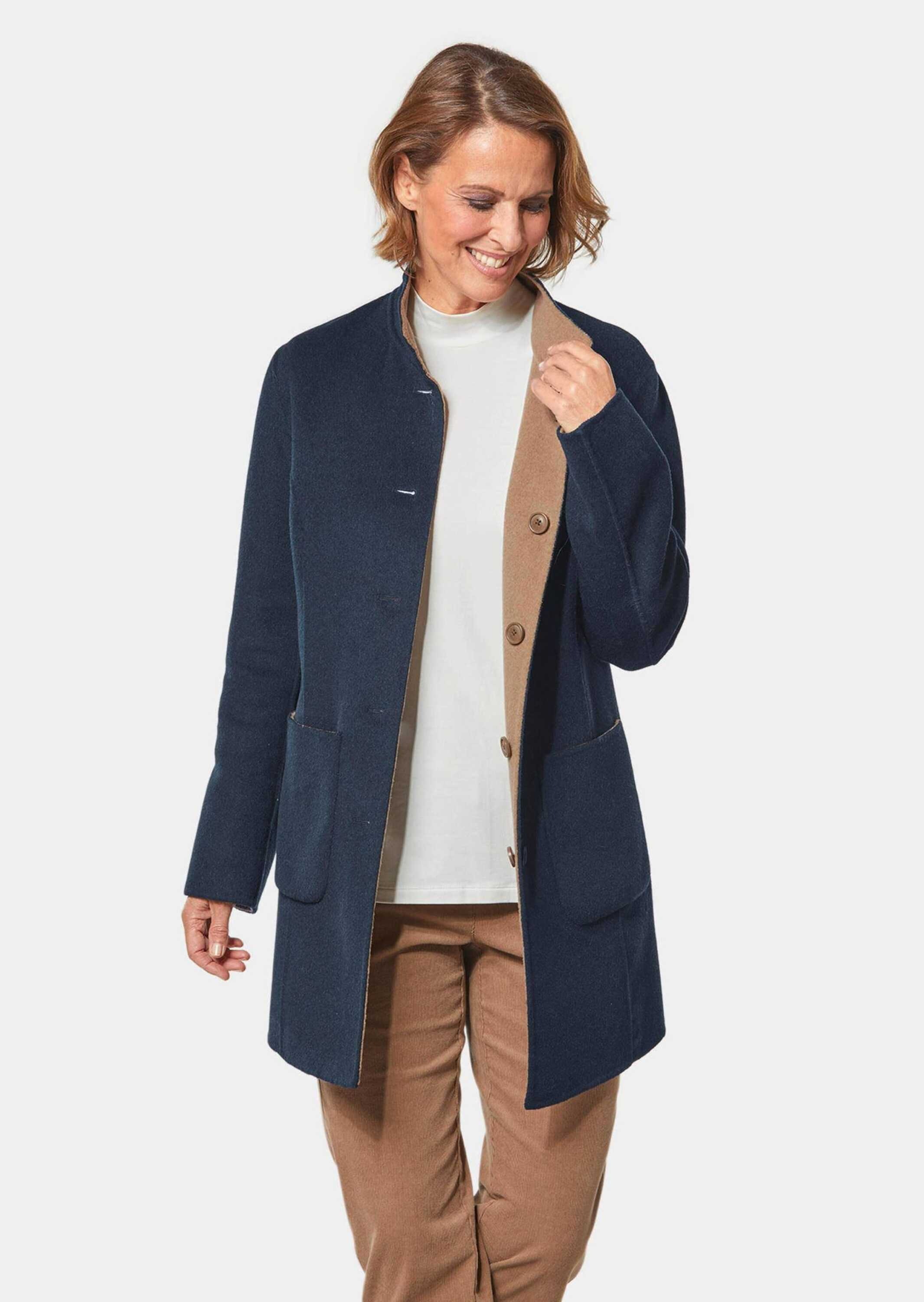 Goldner Kurzgröße Hochwertiger Wendemantel Coat Brown 21 3