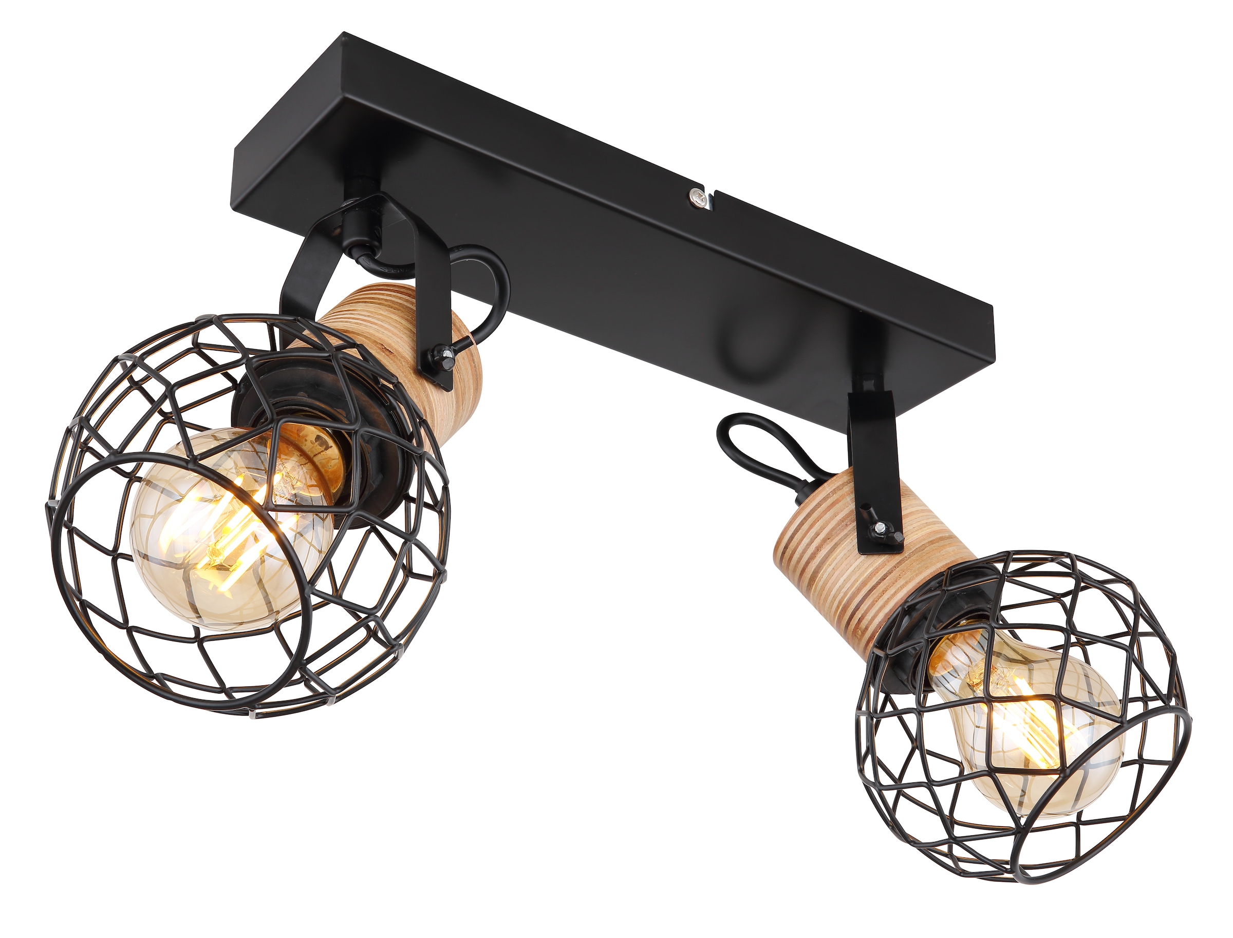 GLOBO LIGHTING Deckenstrahler »LACKY«, Leuchtmittel E27 | ohne Leuchtmittel, Deckenspot/schwarz/MDF braun/ Flur/Wohnzimmer/Schlafzimmer