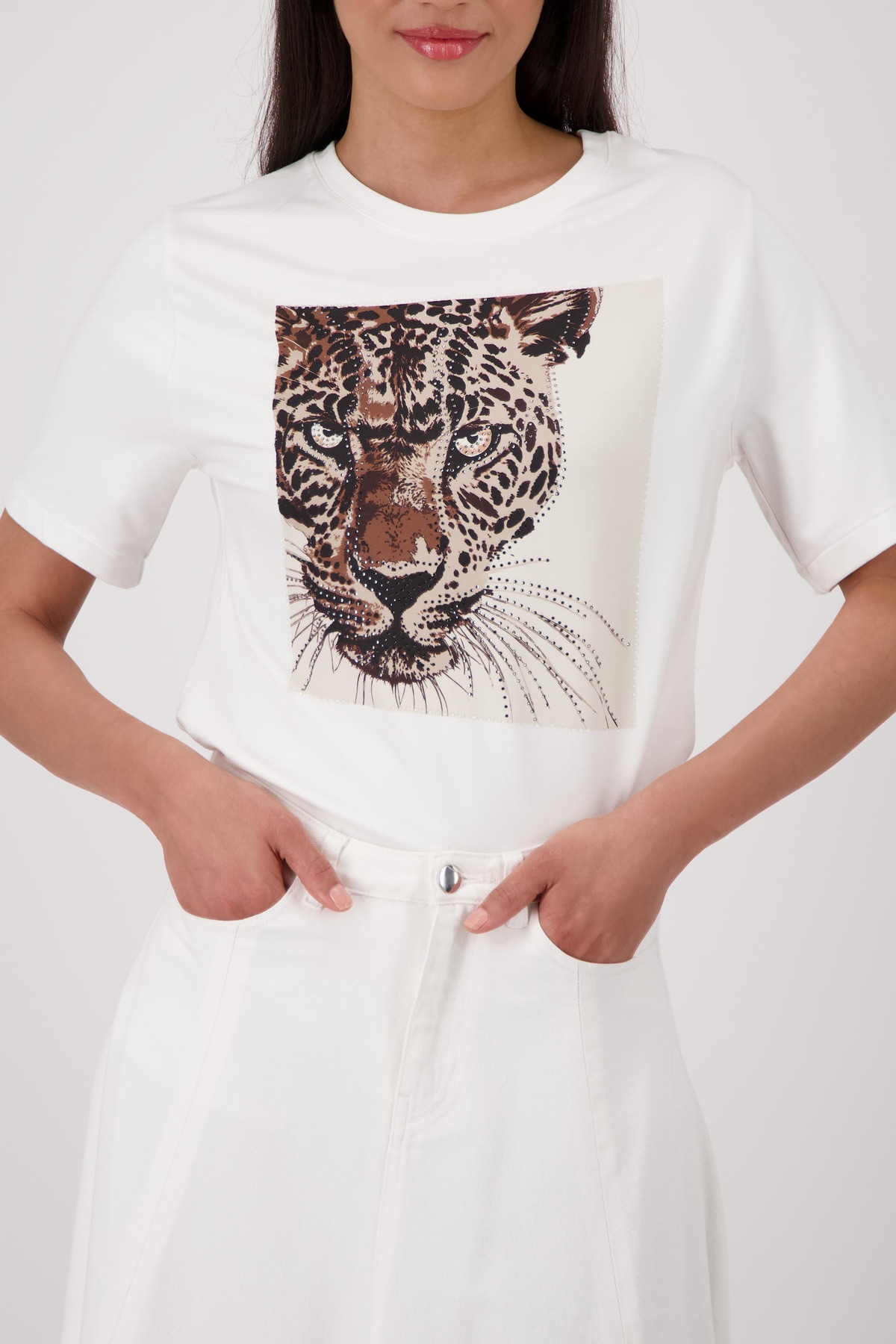 Monari T-Shirt "Shirt Leo" Regular fit mit Leoparden-Print