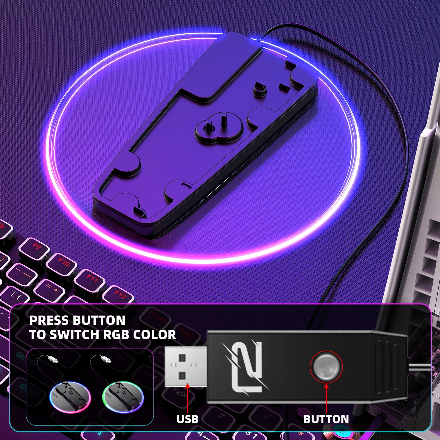 Ready2gaming Standfuß »Transparenter Standfuß für die PlayStation 5 mit RGB Beleuchtung«
