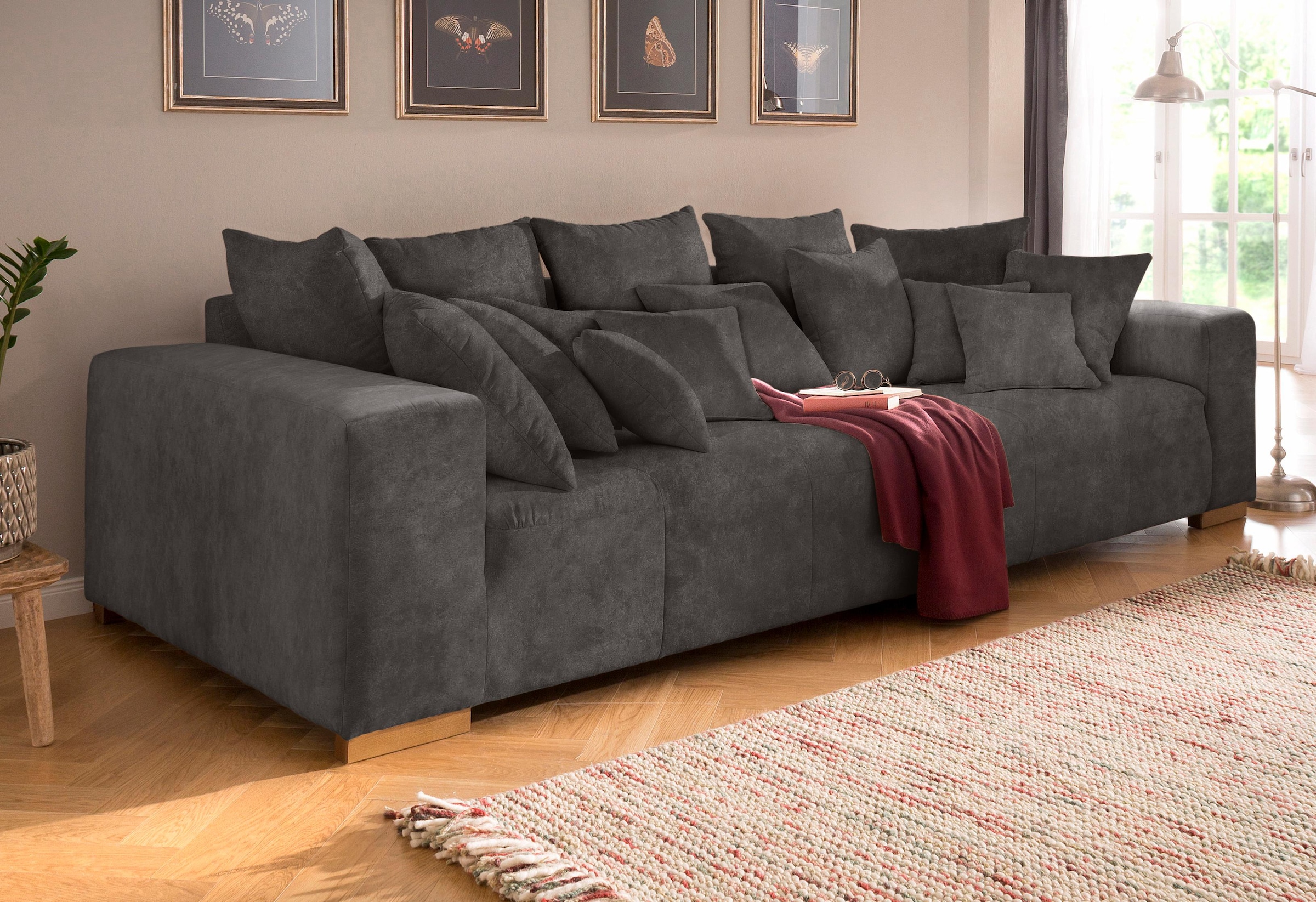 Home affaire Big-Sofa »Neapel«, mit vielen losen Kissen, in 2 Bezugsqualitäten