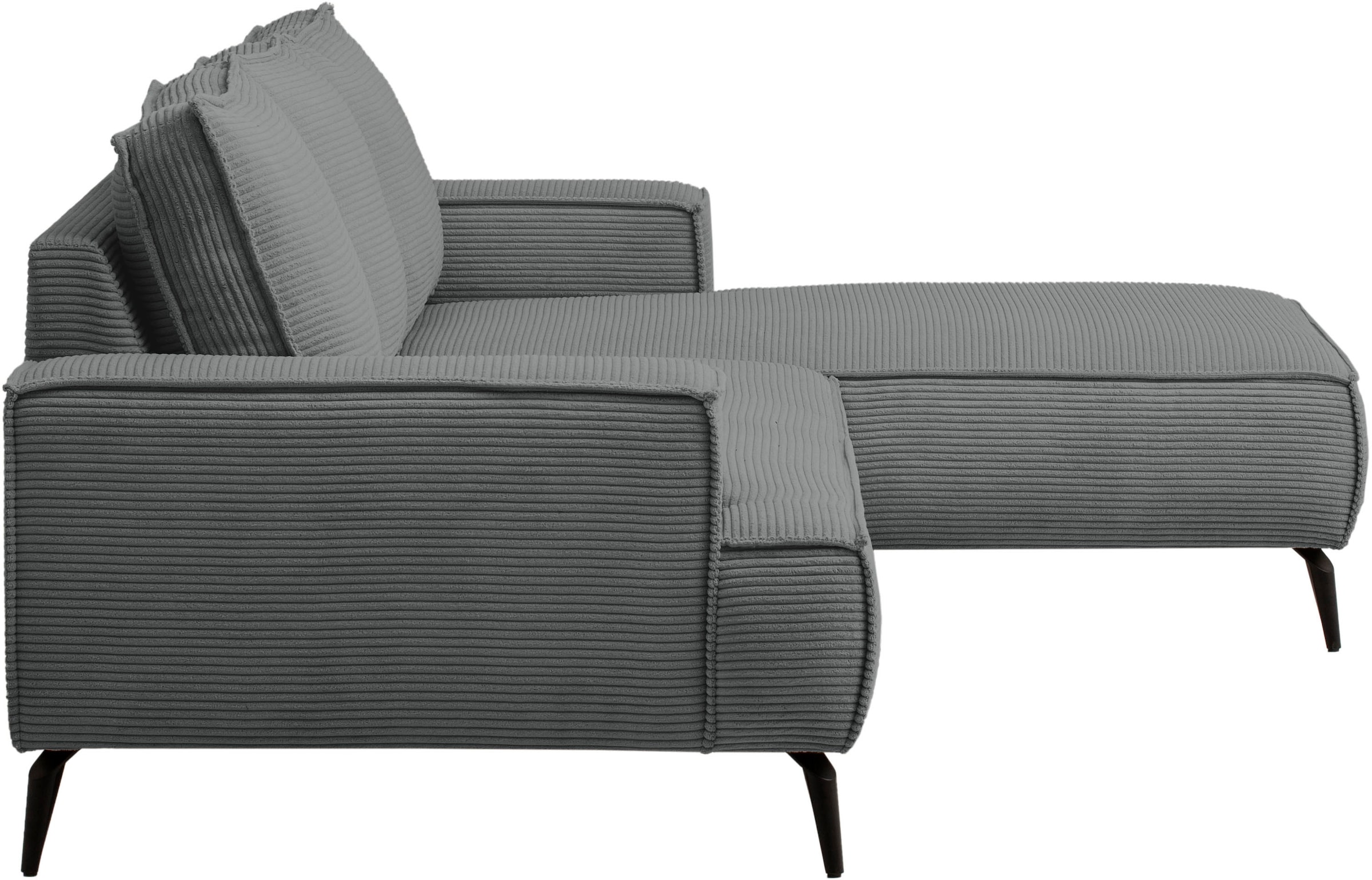 andas Ecksofa »TVINNU, L-Form in Cord, Sofa«, wahlweise Recamiere rechts/links, schwarze Füße, bequemer Sitzkomfort