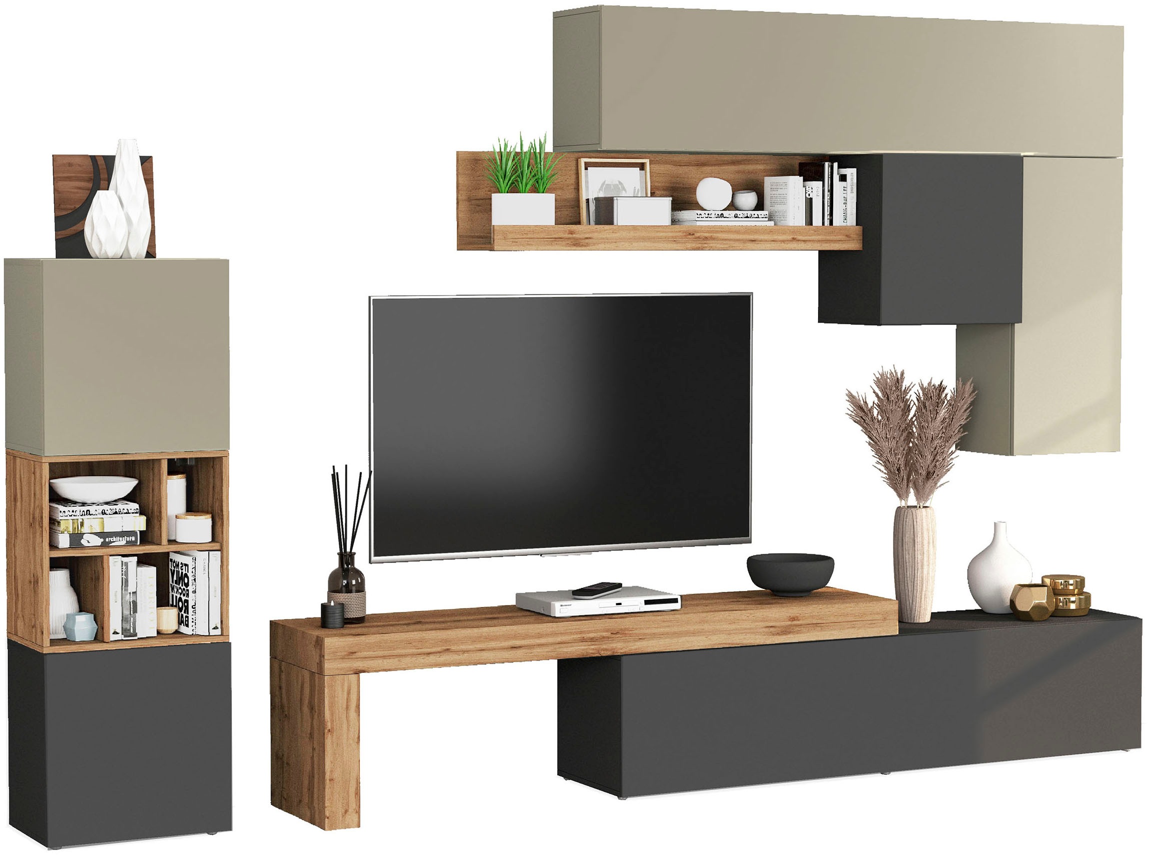 INOSIGN Wohnwand "Chronos Wohnwand, Medienwand, 8-er set", (Set, 8 St.), ca günstig online kaufen