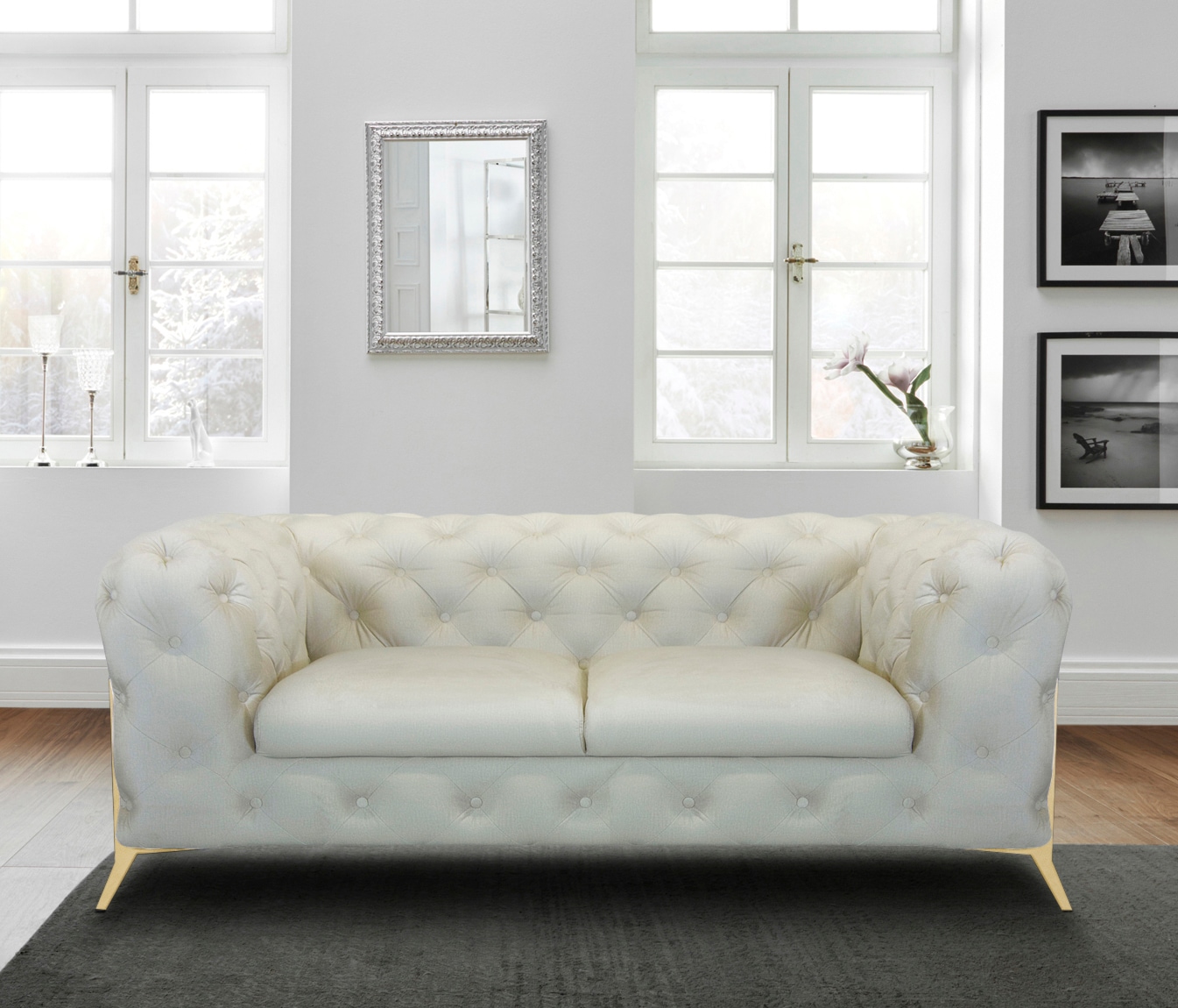 Home affaire Chesterfield-Sofa »Amaury« aufwändige Knopfheftung, moderne Chesterfield Optik, Fußfarbe wählbar