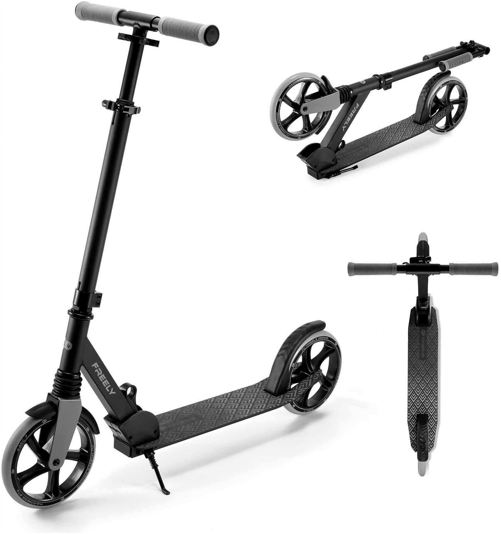 KINDERKRAFT Kinder Tretroller "FREELY", schwarz, B:11cm, Roller