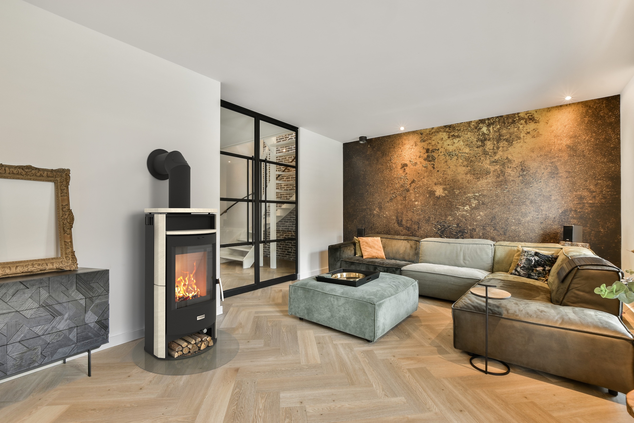 Hanseatic Kaminofen »PARMA Naturstein Limestone, Exklusiv, Lieferung bis ins Wohnzimmer« geprüft, für Anthrazit Nuss 3 geeignet, Exklusiv