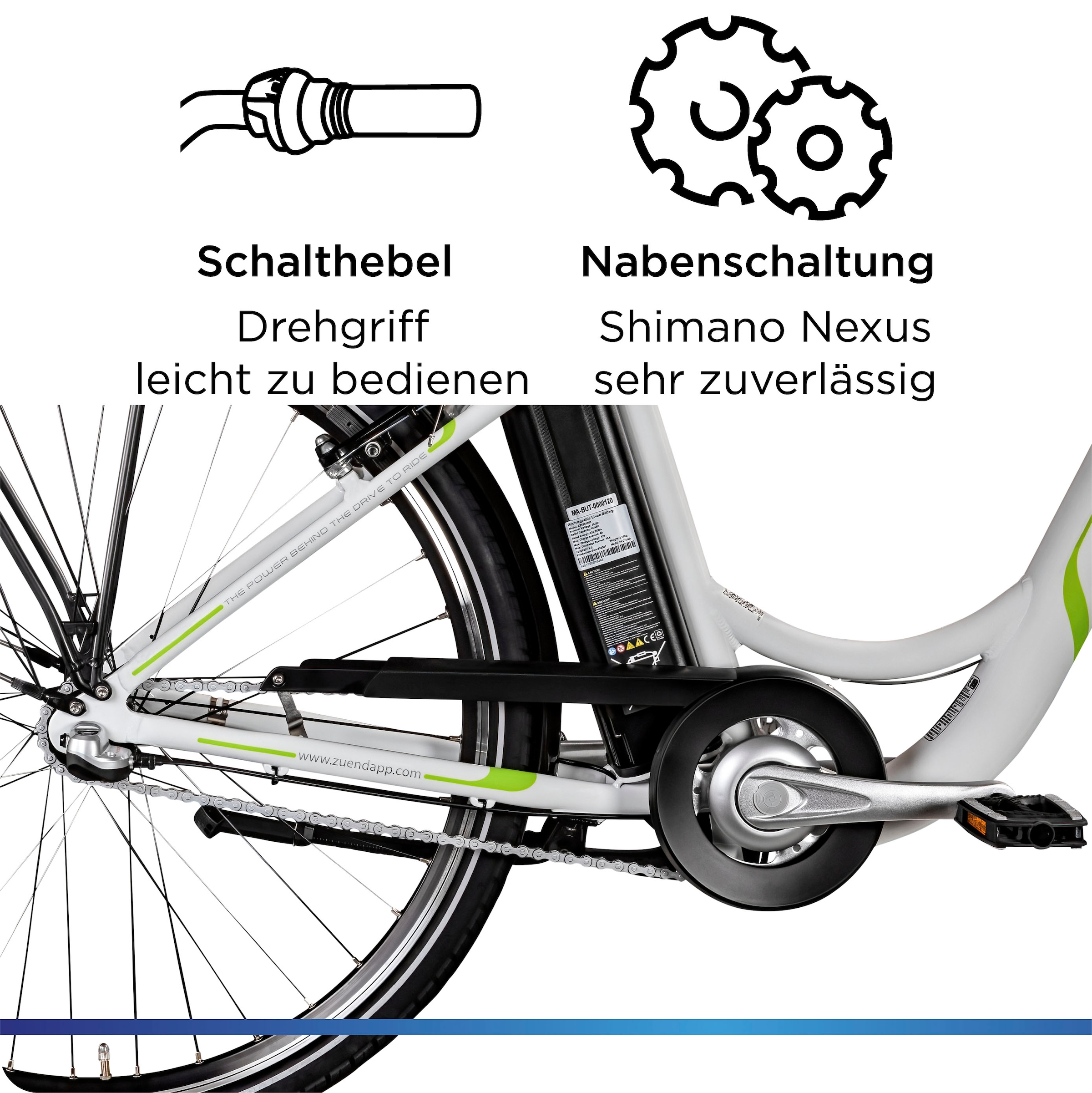 Zündapp E-Bike »Z510«, 3 Gang, Shimano, Nexus SC-3C41, Frontmotor 250 W, Pedelec, Elektrofahrrad für Damen u. Herren