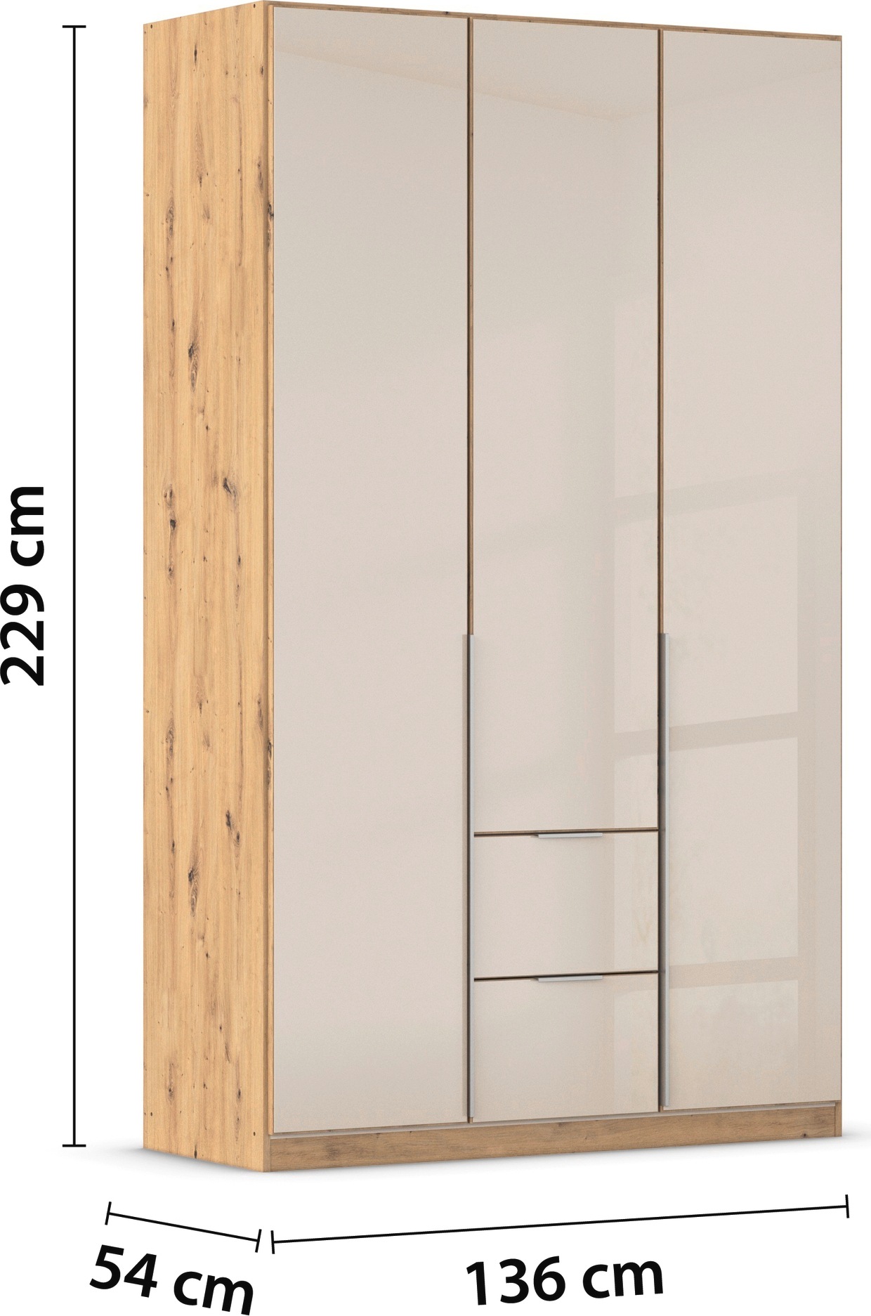 rauch Drehtürenschrank »Kleiderschrank Kleiderschränke Schrank Garderobe AGORDO mit Glasfront«, (in zwei Griff-Farben mit Glasfront), mit Außenschubkästen, in 6 Breiten und 2 Höhen MADE IN GERMANY
