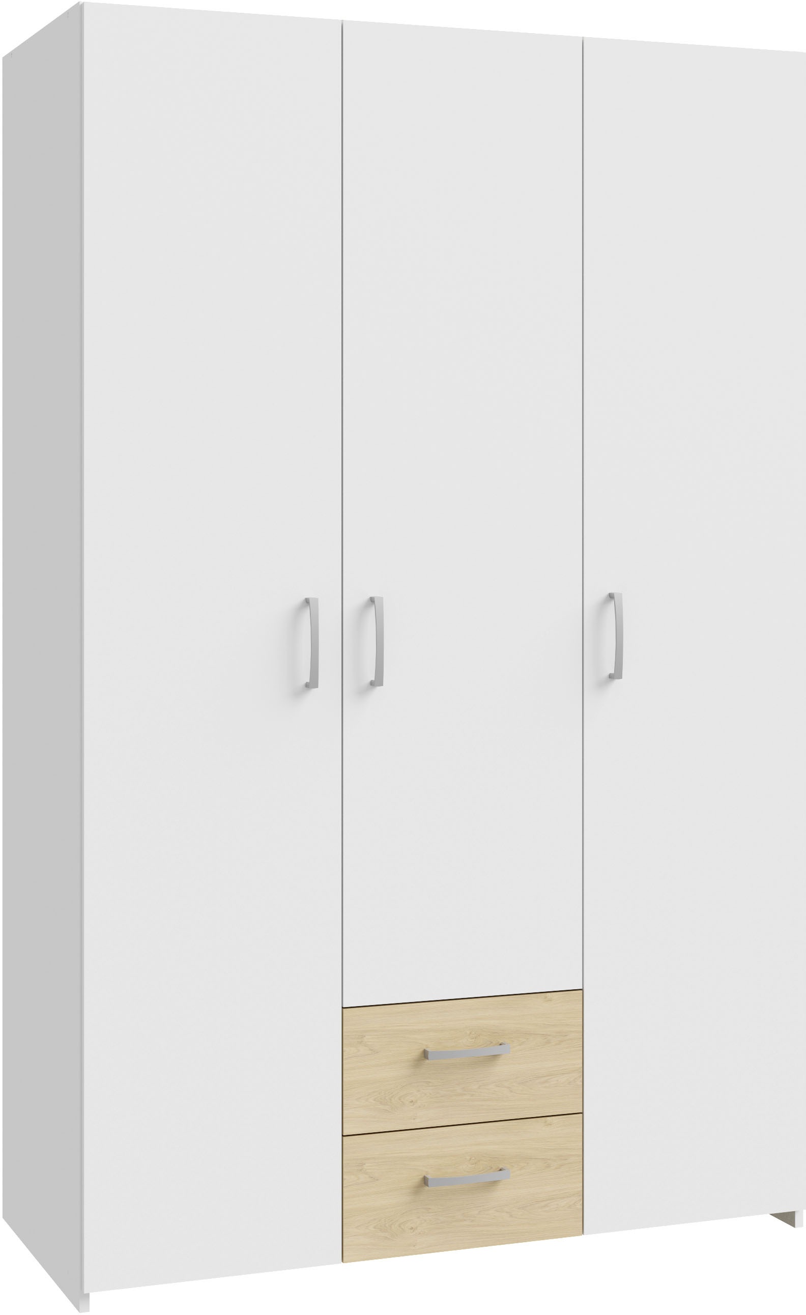 Drehtürenschrank FORTE, B:119,4cm H:190,5cm T:54,4cm, weiß, Schränke, "Econobox", Drehtürenschrank, zeitloses Design mit alufarbigen Griffen.