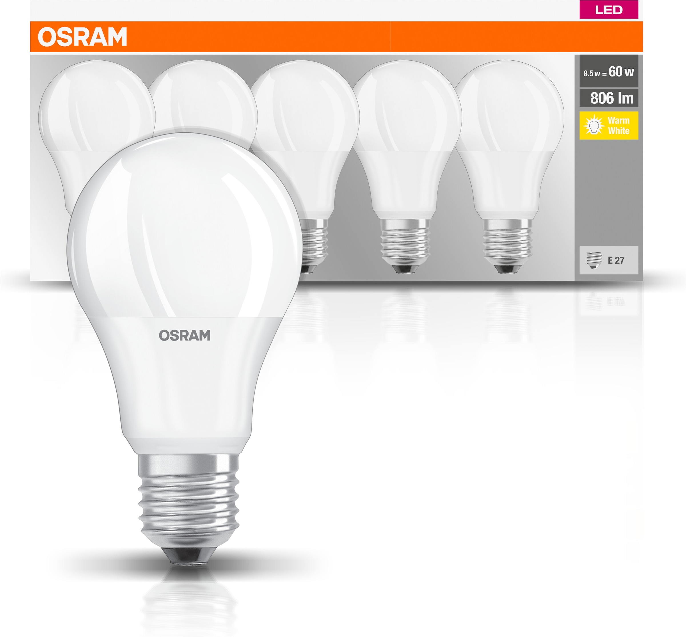 OSRAM LED-Leuchtmittel "LED-Lampe Classic", L:6,1cm Ø:6cm, weiß, Leuchtmittel