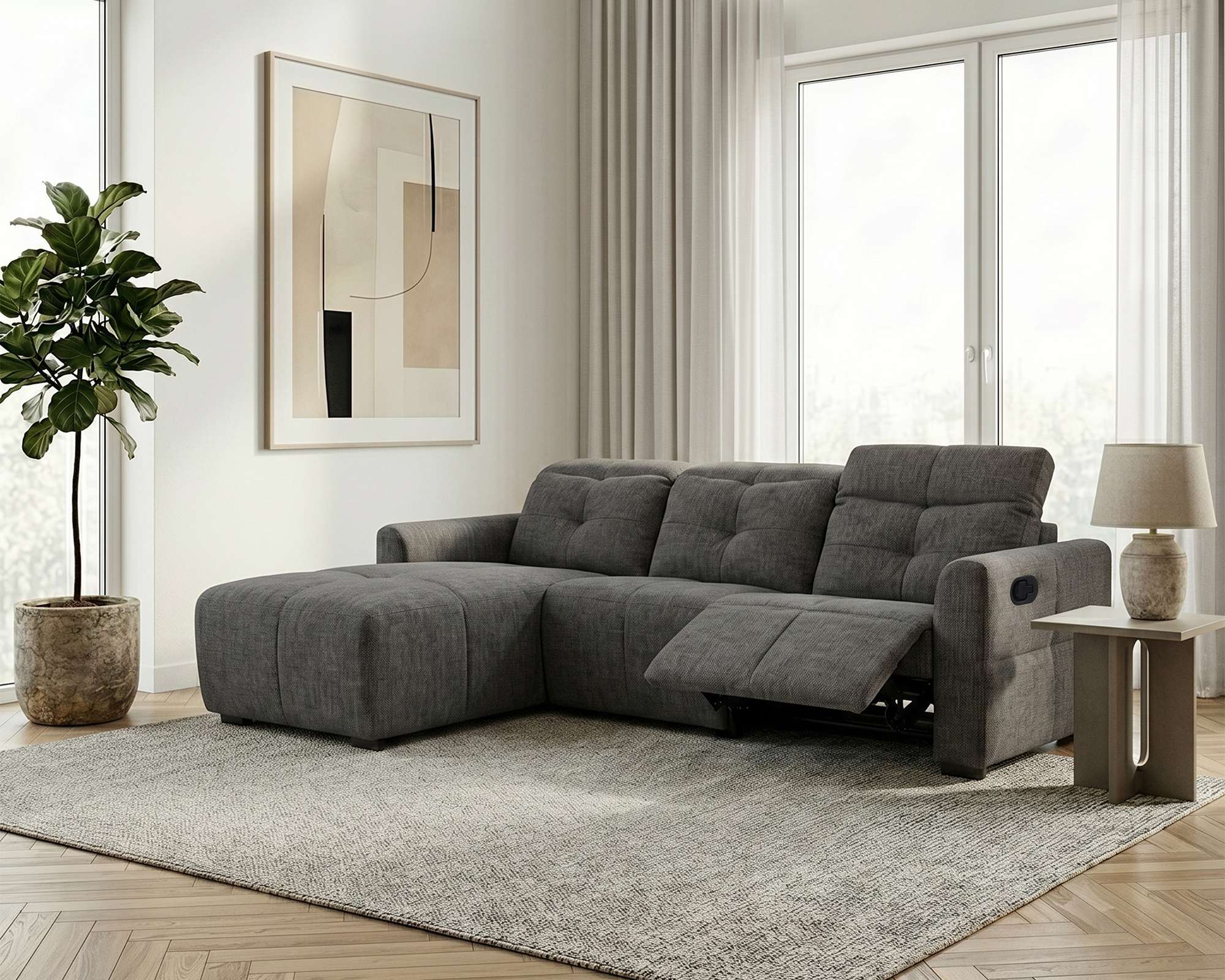 OTTO home Ecksofa "CAARLA Webstoff, L-Form, 261 cm, man. o. elektr. Relaxfunktion (USB)" mit USB-A und USB-C bei elektrischer Ausführung, Kopfteilverstellung