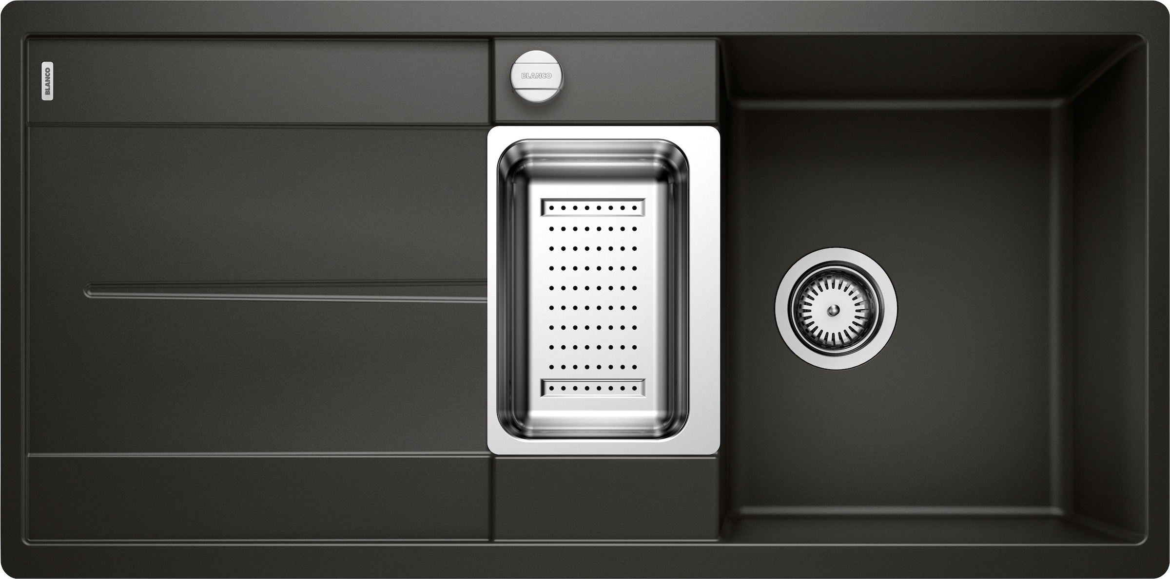 Granitspüle BLANCO, B:49cm H:19cm T:99cm, schwarz, Verbundwerkstoff, Küchenspülen, "METRA 6 S-F", erhältlich in mehreren Farben, inkl.