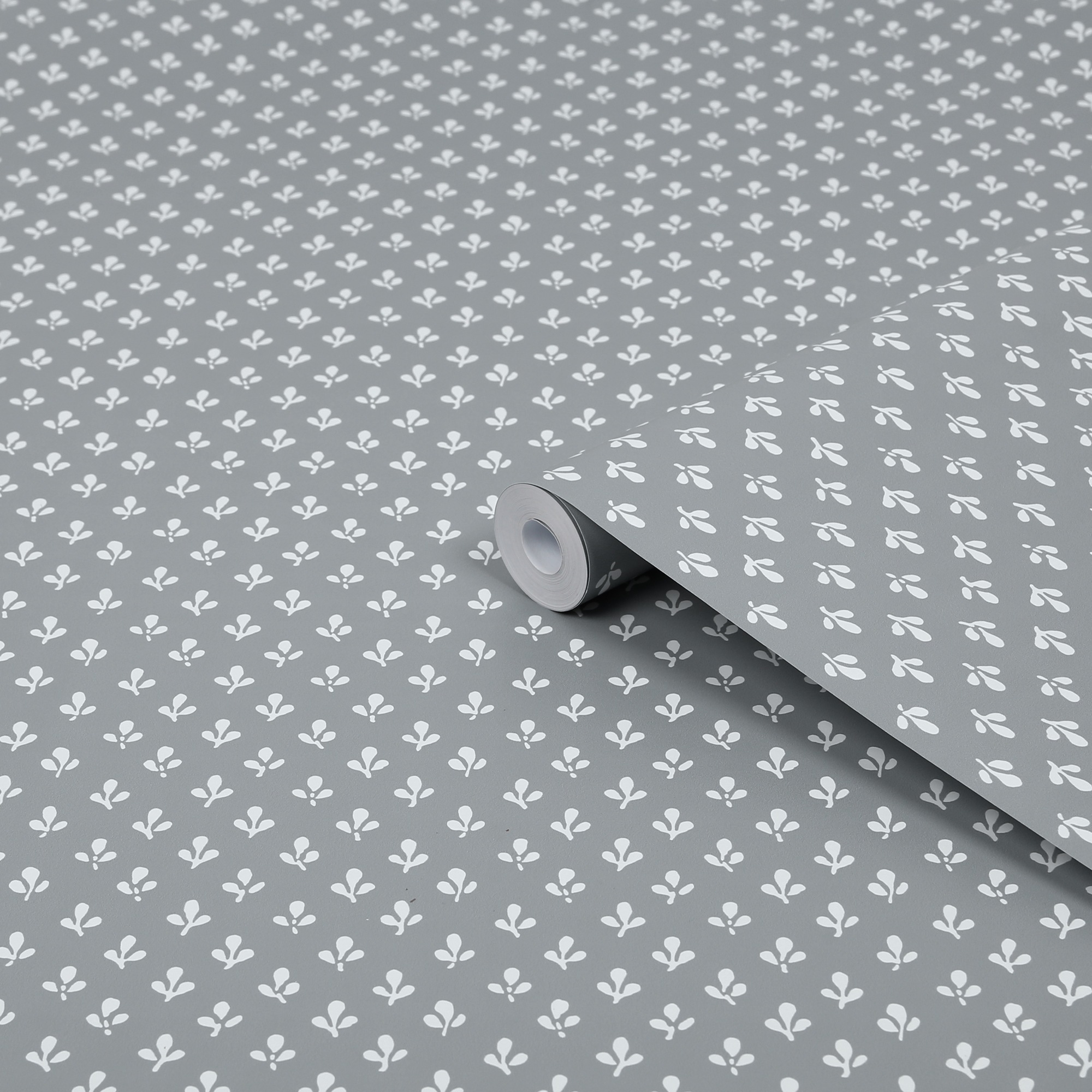 LAURA ASHLEY Vliestapete "Trefoil Slate Grey", B/L: 0,52m x 10m, Rollen: 1, grau, Wohnzimmer, Tapeten, 10mx52cm