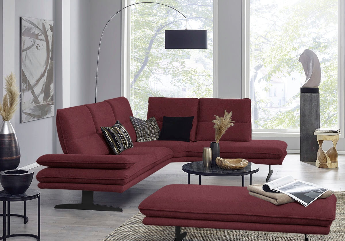 W.SCHILLIG Ecksofa "broadway, Designsofa, toller Sitzkomfort, zeitlos, elegant, L-Form" Sitztiefenverstellung, Kopfteil- & Seitenteilverstellung, Breite 284cm