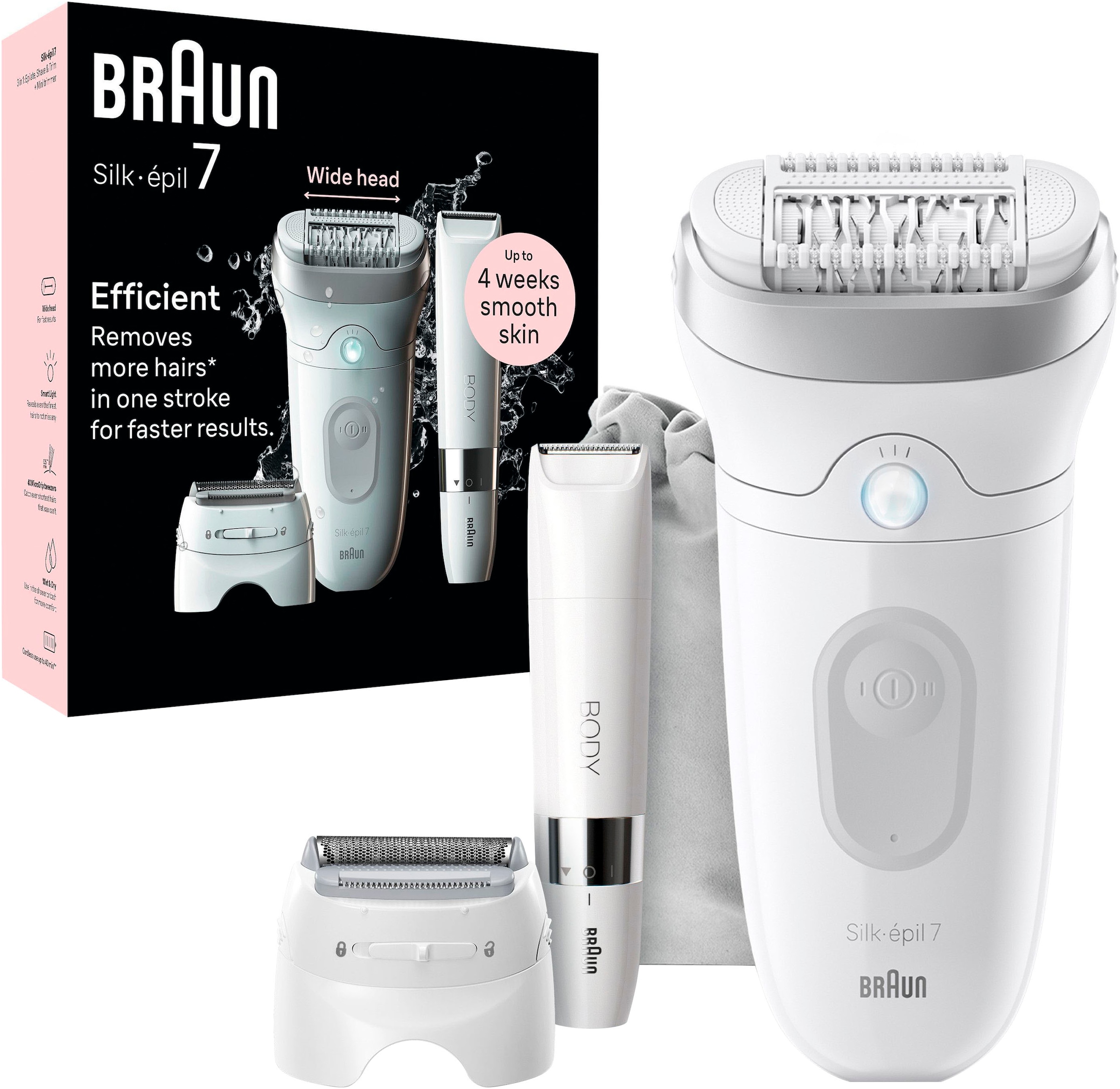 Braun Epilierer »Silk-épil 7 7-441«, Rasier-& Trimmeraufsatz, Mini-Rasierer für den Körper, Wet&Dry