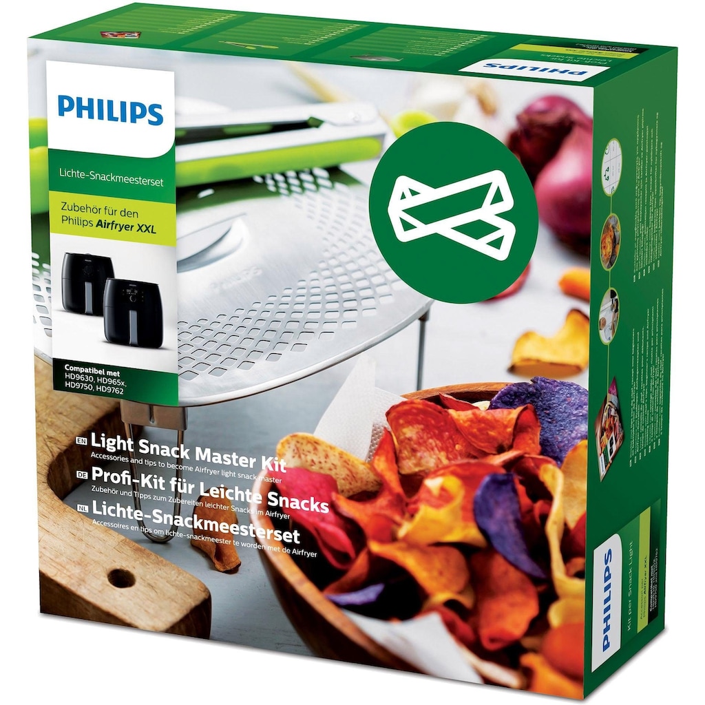 Philips Grillpfanneneinsatz »HD9954/01 Snack Profi-Kit«, Edelstahl-Silikon, (3 St.), Snackdeckel+ Zange für Airfryer XXL HD96XX, HD97XX, HD98XX