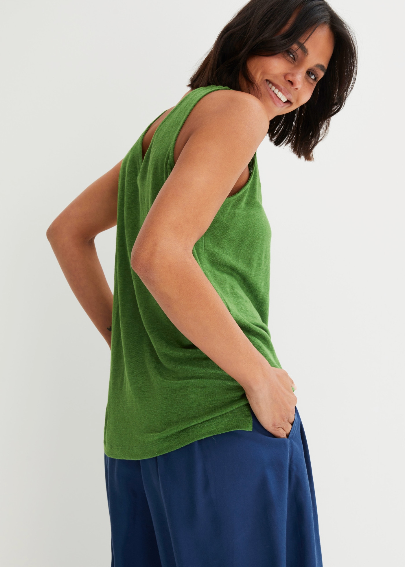 bonprix Tanktop aus Leinen, ärmelloses Design, strukturierte Oberfläche, atmungsaktiv