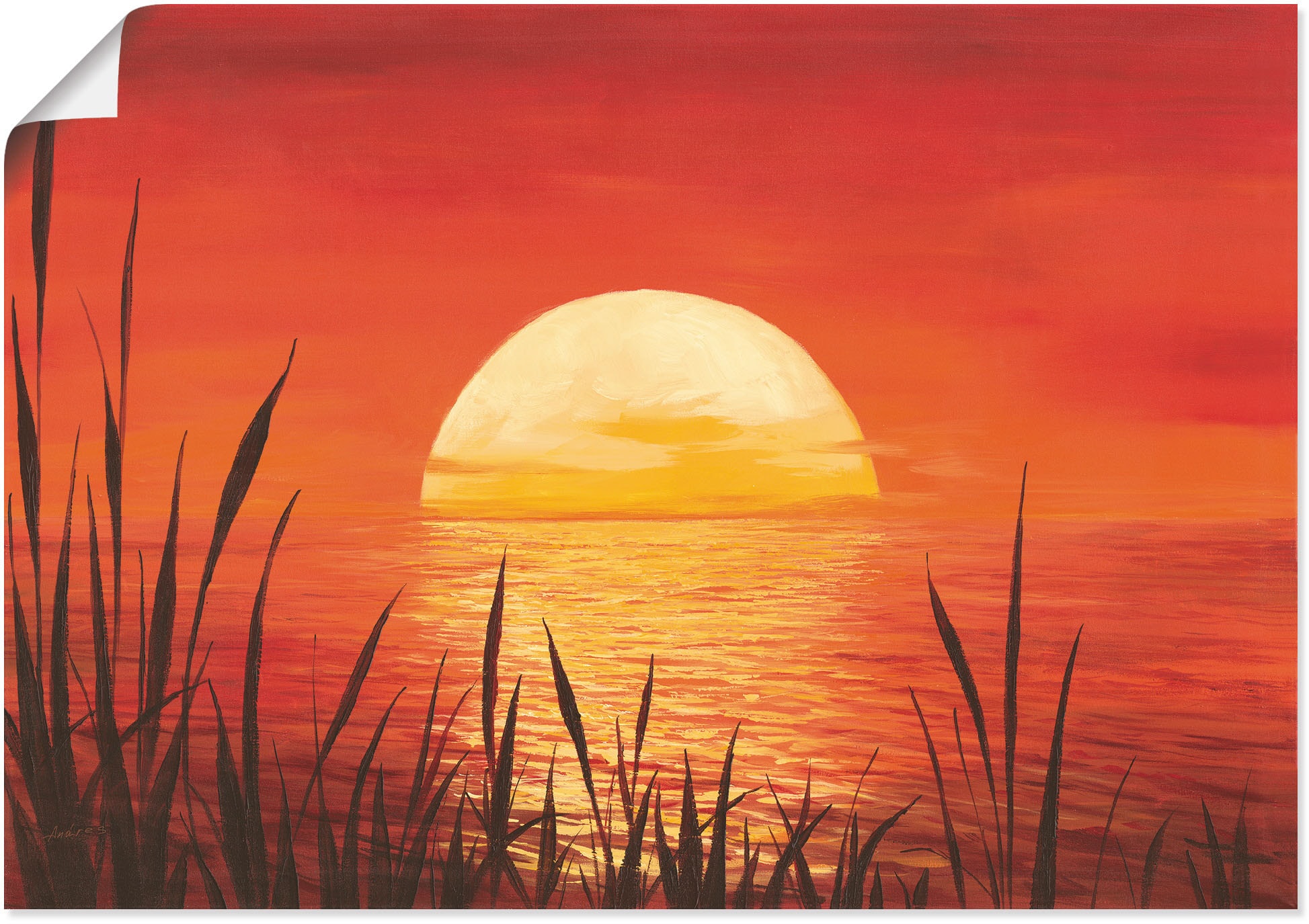 Artland Wandbild "Roter Sonnenuntergang am Ozean" Bilder vom Sonnenuntergan günstig online kaufen