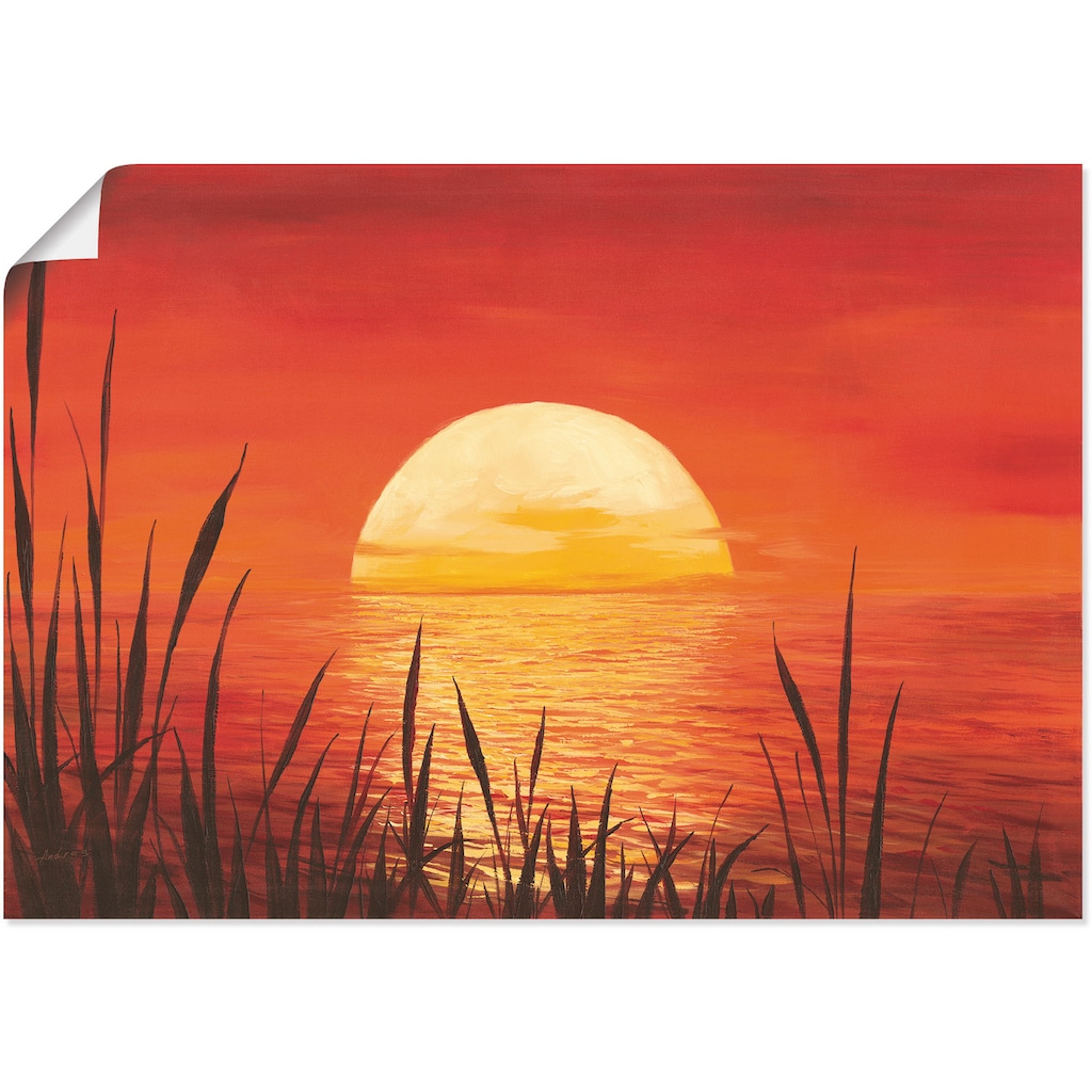 Artland Wandbild »Roter Sonnenuntergang am Ozean«, Bilder vom Sonnenuntergang & -aufgang (1 Stück), in vielen Größen & Produktarten - Alubild / Outdoorbild, Leinwandbild, Poster, Wandaufkleber / Wandtattoo auch für Badezimmer geeignet