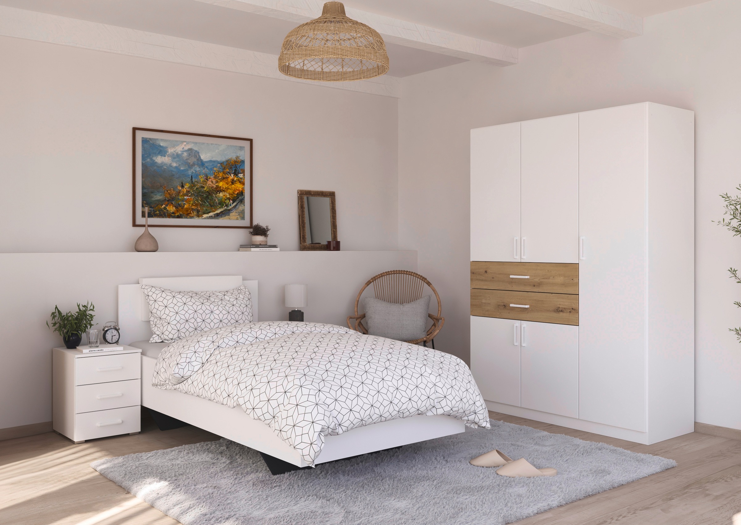 rauch Drehtürenschrank »Kleiderschrank Schrank Garderobe MAIKA mit Dekor-Front«, 2 Schubladen, in verschiedenen Breiten, Höhen, Farben, MADE IN GERMANY