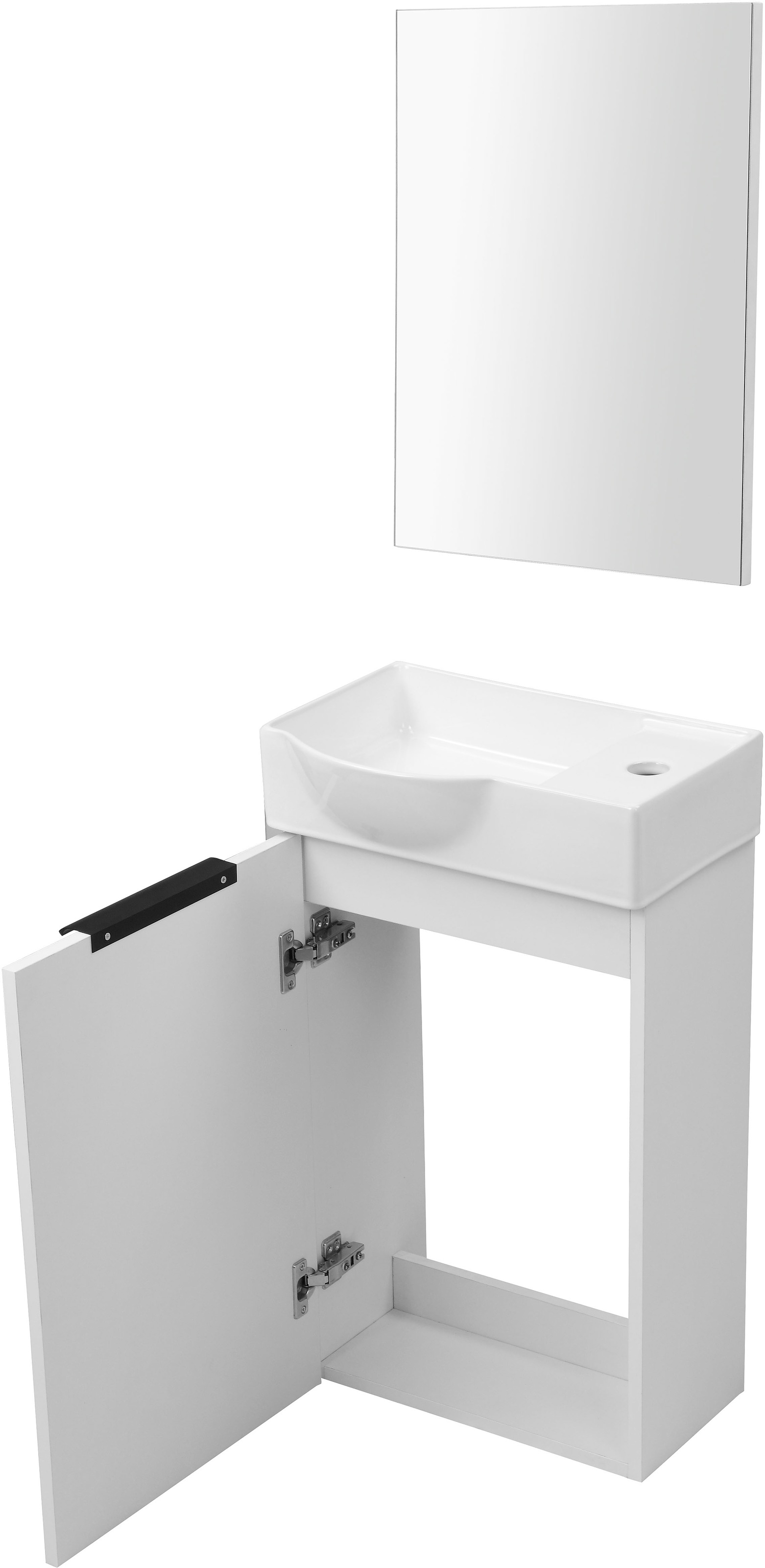 welltime Badmöbel-Set »Sienna Gästebad platzsparend«, (Komplett-Set, 3 St., 3-teilig), Möbelset Badezimmer, 3-teilig, hochglanz 41 cm, weiß, Softclose