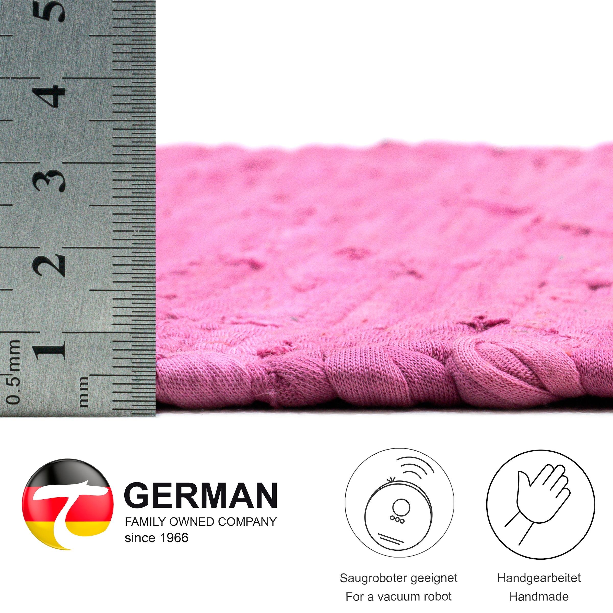 THEKO Teppich »Happy Cotton«, rechteckig, 5 mm Höhe, Handweb Teppich, Flachgewebe, reine Baumwolle, handgewebt, mit Fransen