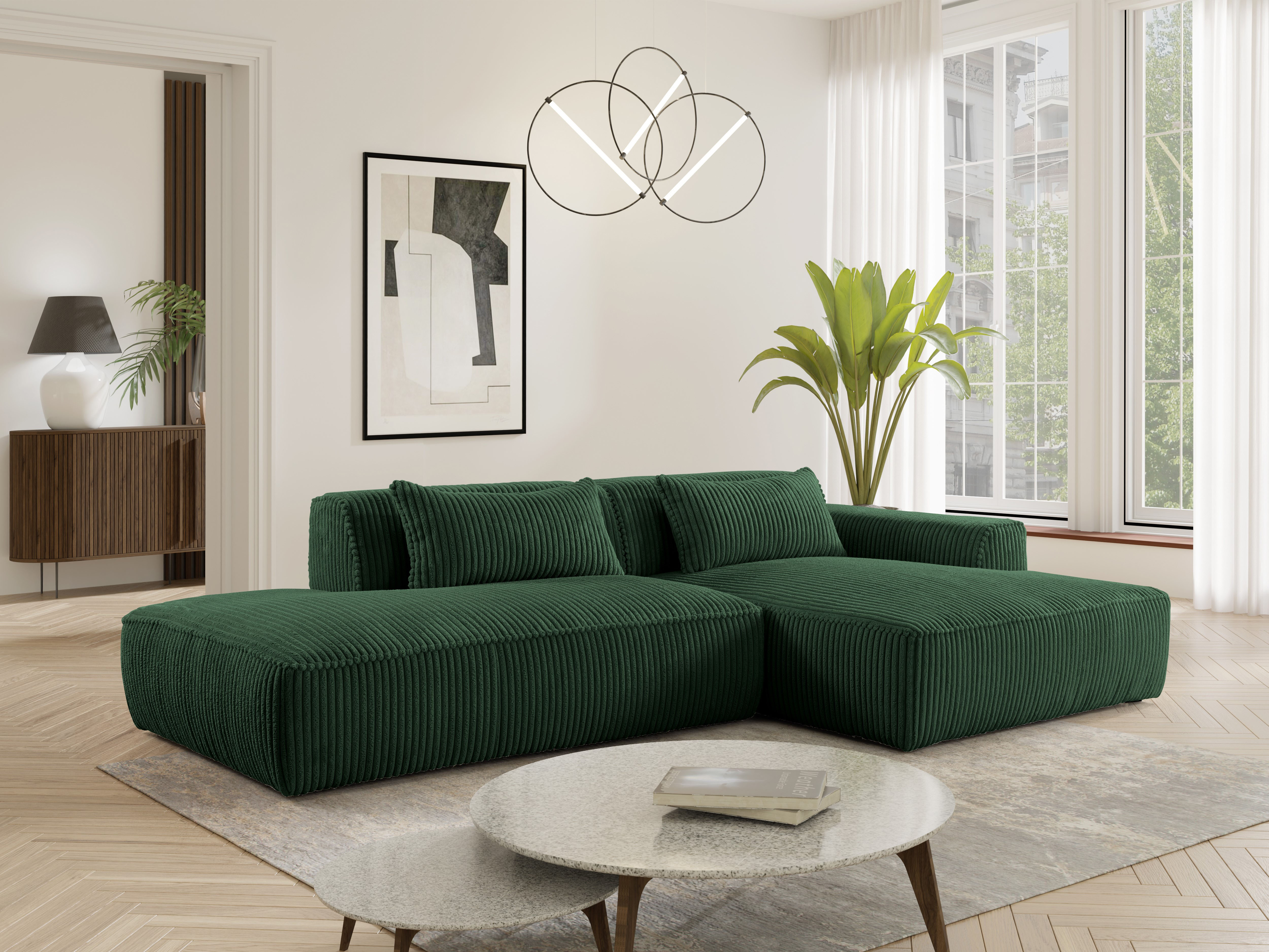 exxpo - sofa fashion Ecksofa "Billund modernes Designsofa, bequem und elegant, Breite 294cm, L-Form" modern, L-form, Wellenfedern, inklusive 2x Nierenkissen