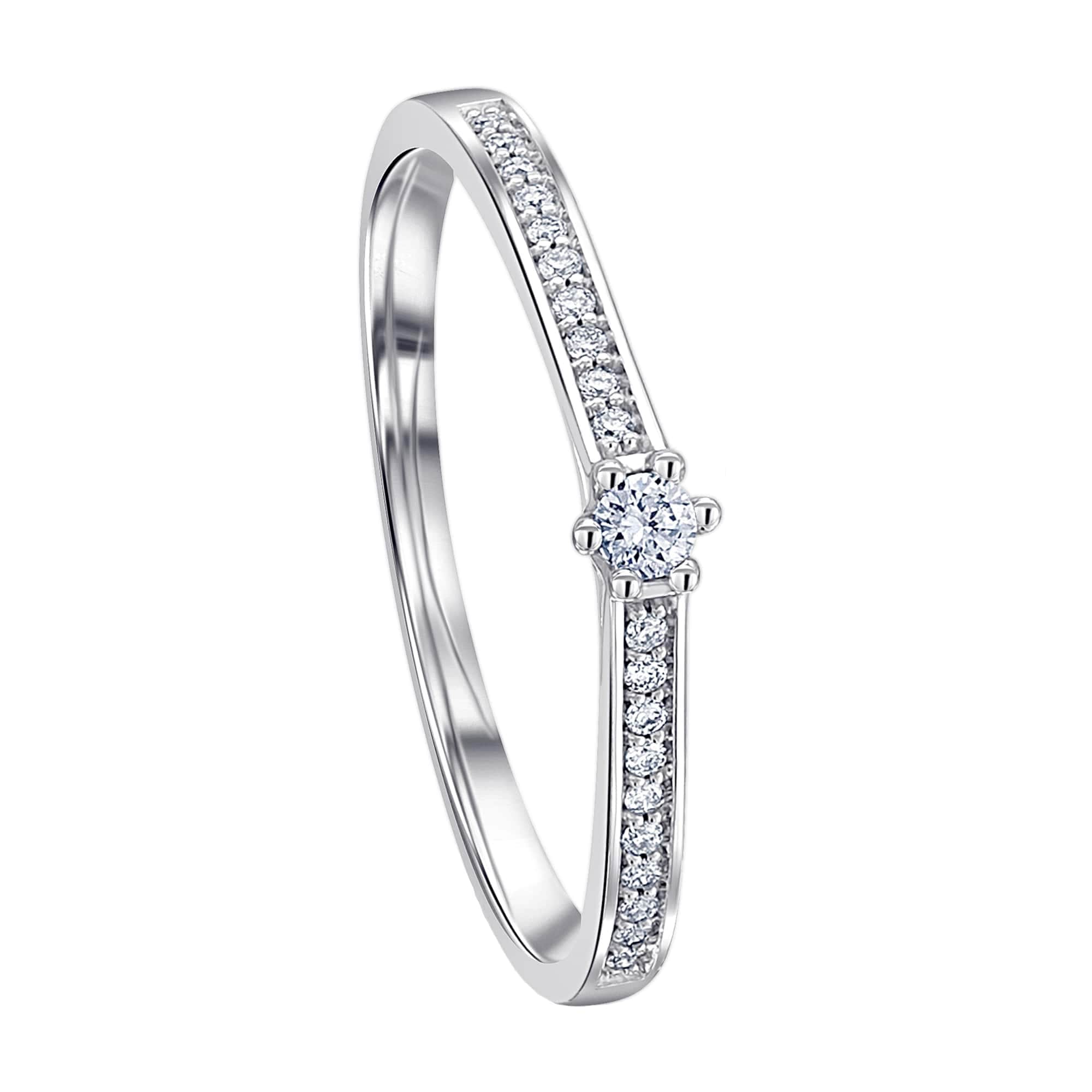 ONE ELEMENT Diamantring »0.1 ct Diamant Brillant Memoire mit Center Ring aus 585 Weißgold«, Damen Gold Schmuck Memoire mit Center