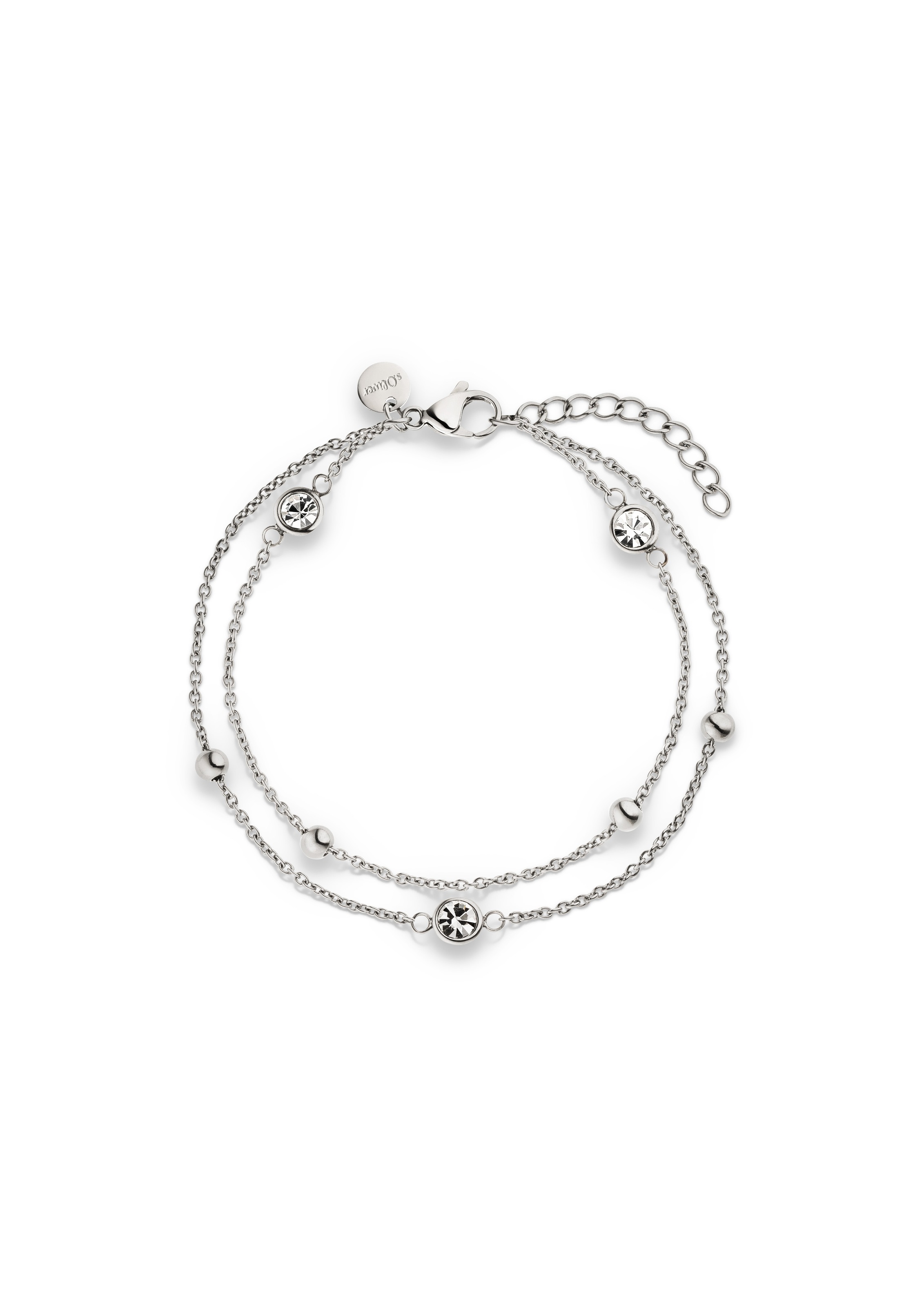 s.Oliver Armband »Schmuck Geschenk Edelstahl The Double Row« mit Zirkonia (synth.)