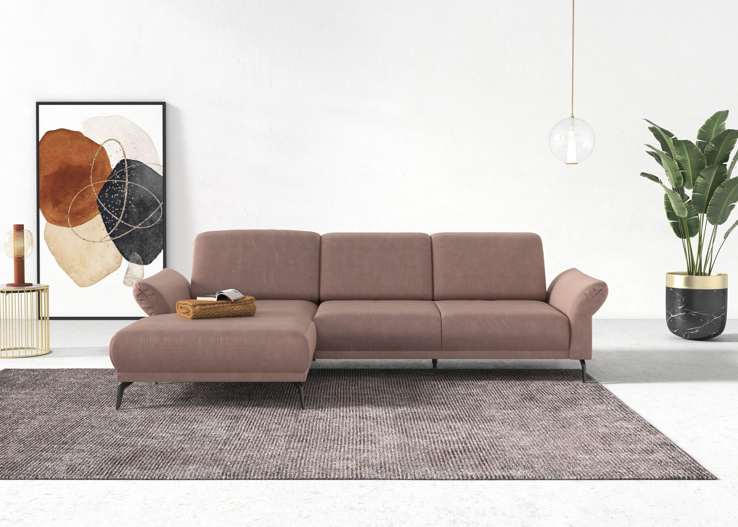 Thumbnail - Home affaire Ecksofa "Coco L-Form" Sitztiefen-, Arm- und Kopfteilverstellung, Cord-Bezug, Fußhöhe 15 cm