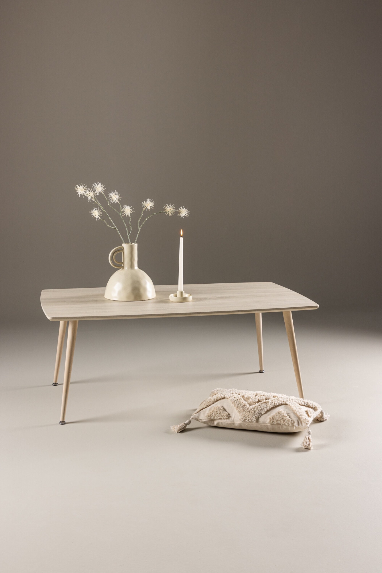 Venture Home Couchtisch "Plaza, rechteckiger Couchtisch in hellem Whitewash, 120 × 70 cm" Sofatisch, MDF, Stahlbeine, rechteckig, hell, modern