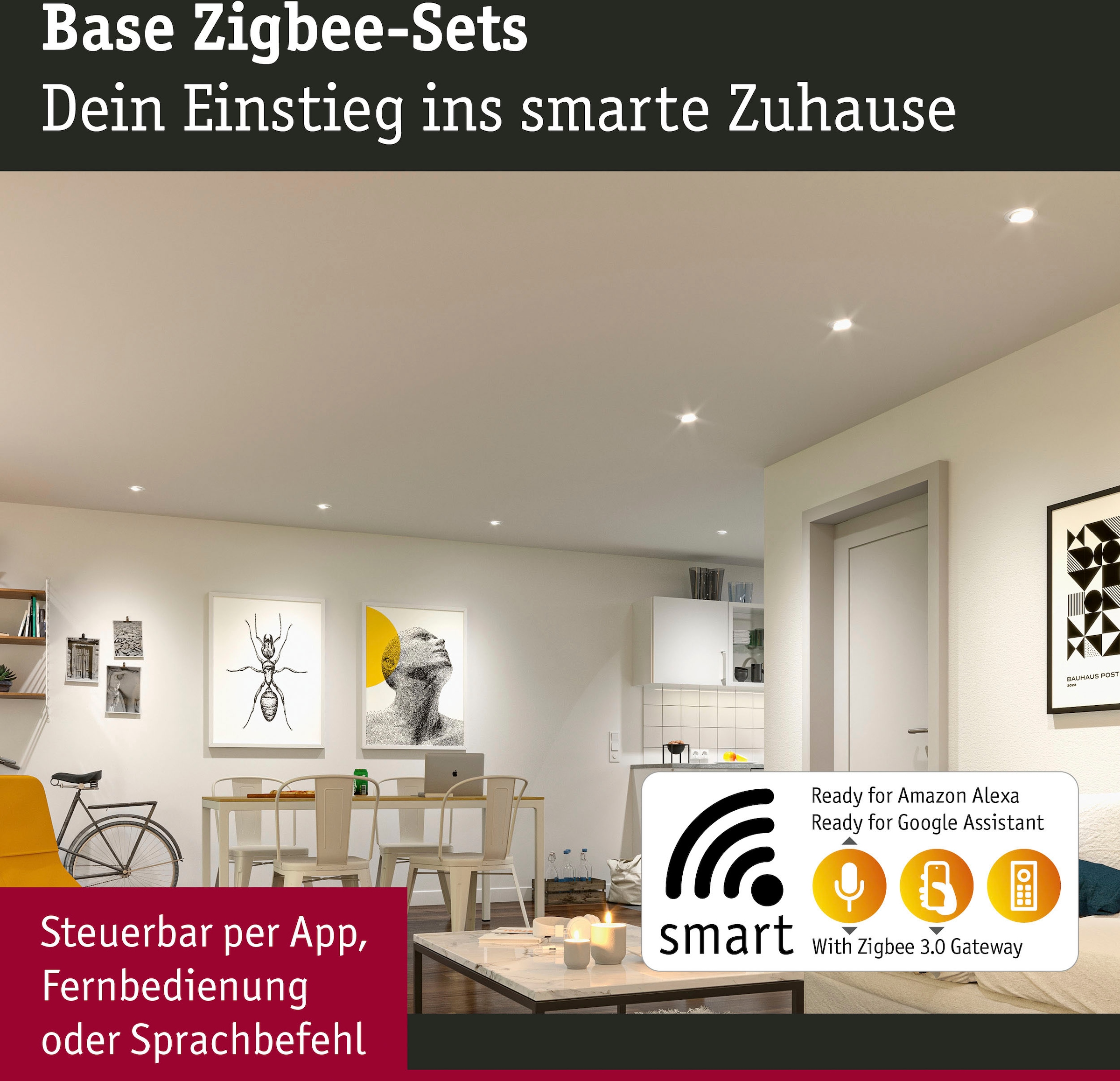 Paulmann LED Einbauleuchte »Base 3x430lm 230V« 1 Stk. Warmweiß Zigbee Basisset