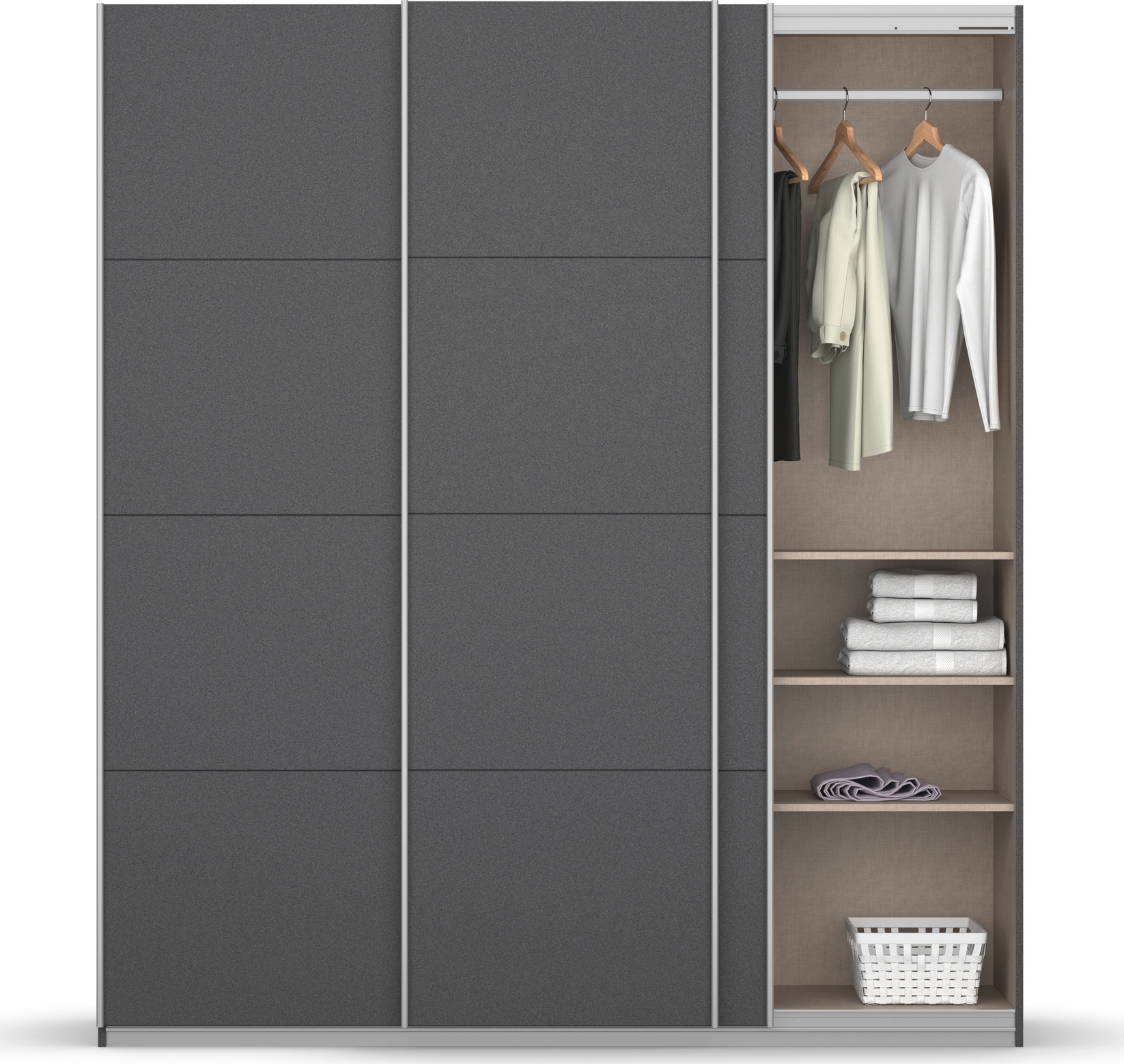 rauch Schwebetürenschrank »Kleiderschrank Schrank Garderobe KOLUNA mit Dekor-Front«, inkl. 2 Innenschubladen sowie extra Einlegeböden MADE IN GERMANY
