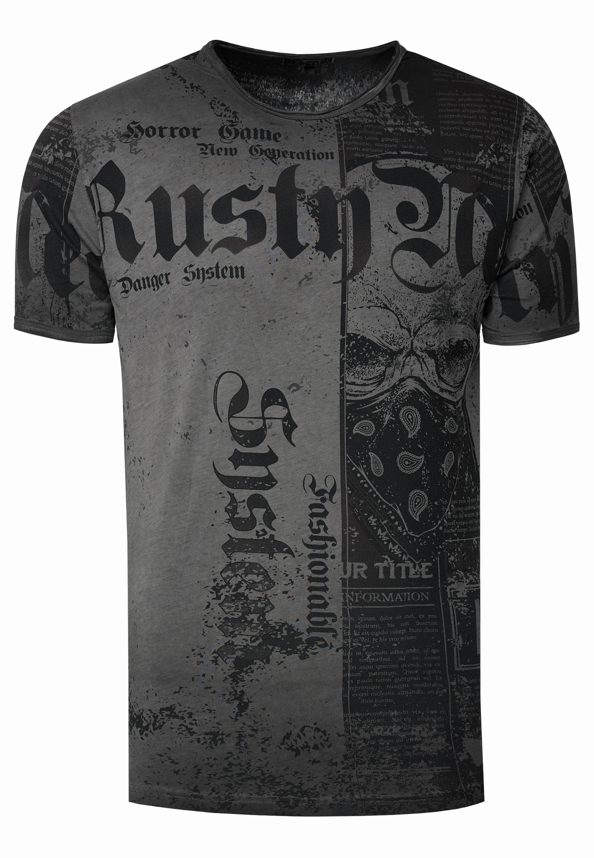 Rusty Neal T-Shirt, mit Allover-Print im Used-Look