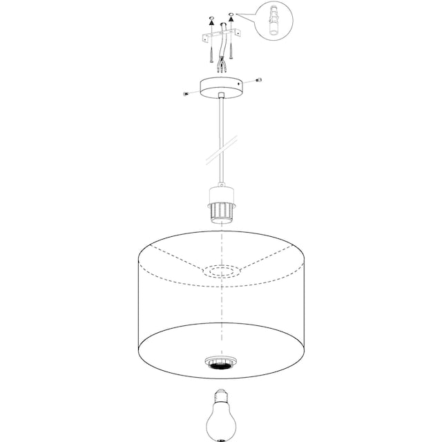 EGLO Hängeleuchte »PASTERI«, 1 flammig-flammig, weiß / Ø38 x H110 cm /  exkl. 1 x E27 (je max. 60W) / Lampe aus Stoff | BAUR