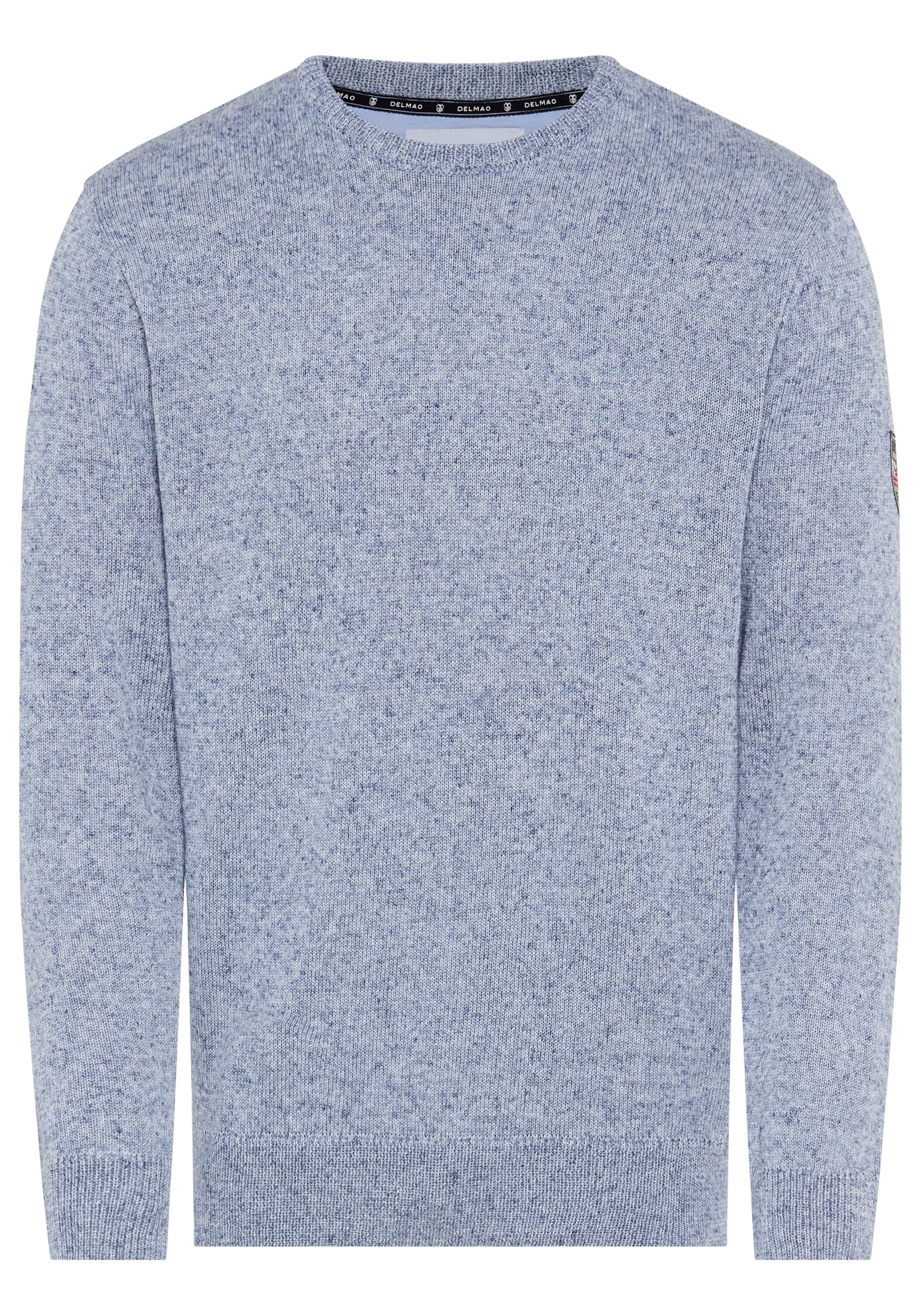 DELMAO Rundhalspullover »Neue Kollektion! Sommerlicher Leinenanteil« Rundhalsausschnitt, regular fit, Langarm, melierte Optik