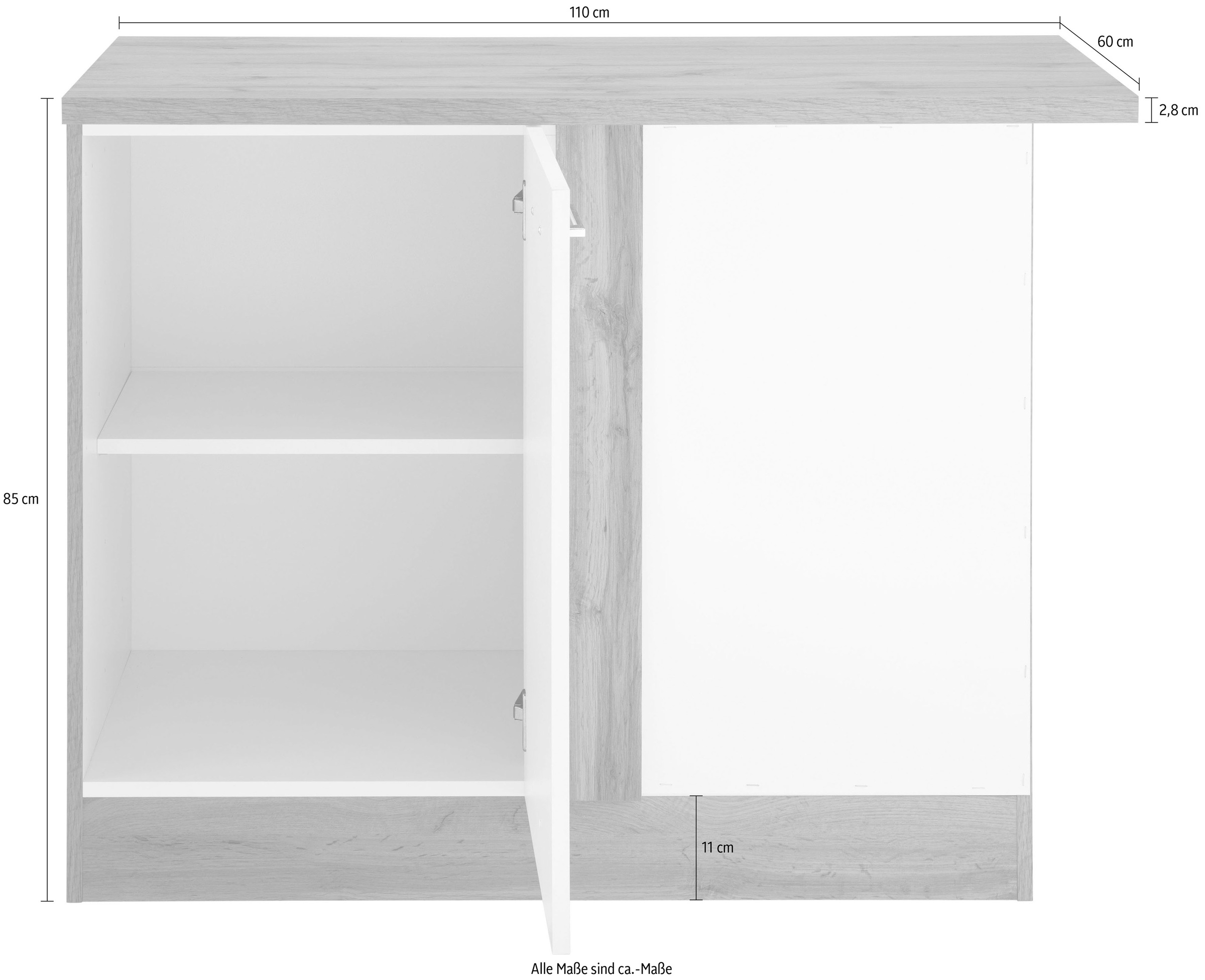 HELD MÖBEL Eckunterschrank »Colmar«, 110 BAUR mit | cm, Metallgriff