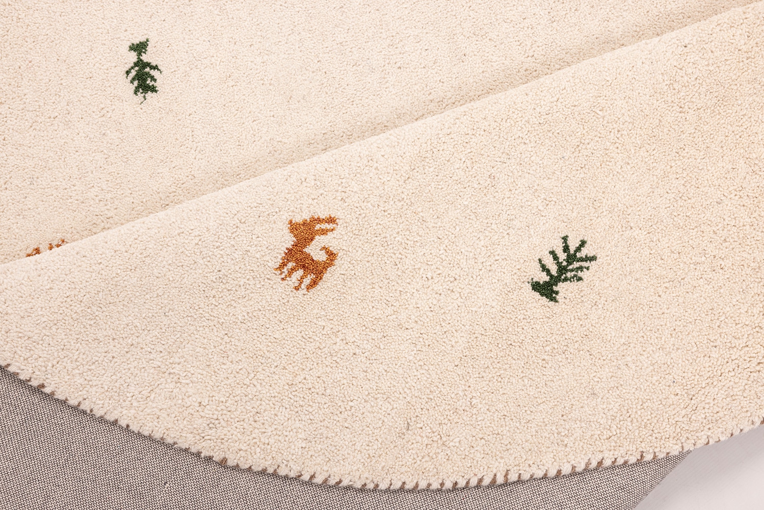THEKO Wollteppich »Gabbeh Motiv, Handweb Teppich, Tiermotiv, reine Wolle, handgewebt«, rund, 14 mm Höhe, reine Wolle, handgewebt, Wohnzimmer, Schlafzimmer, Esszimmer
