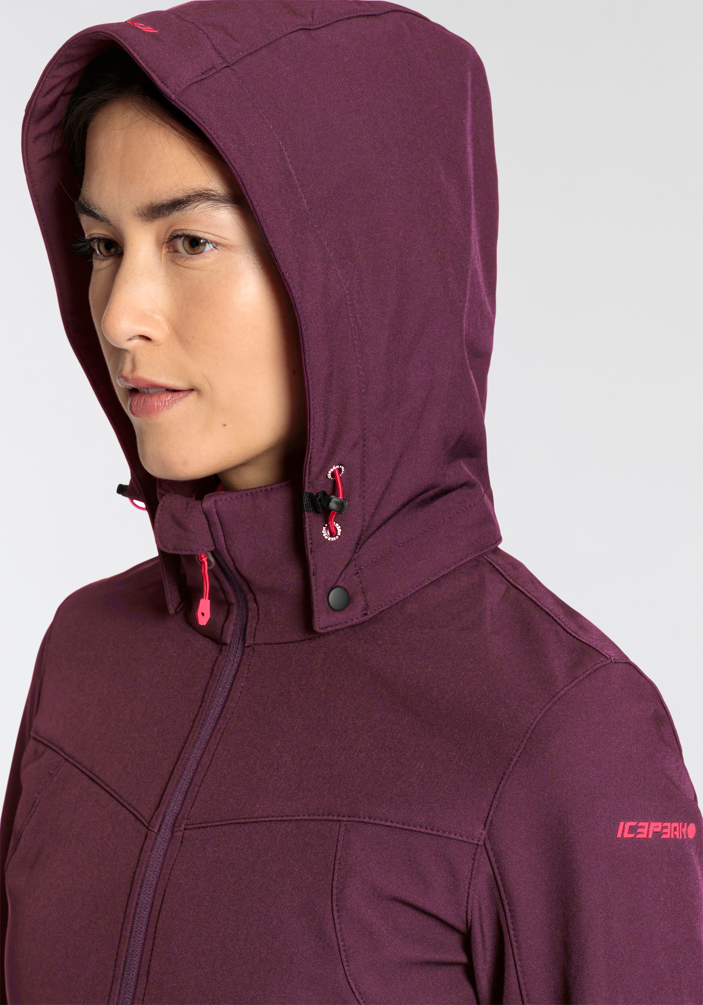 Icepeak Softshelljacke »D SOFTSHELLJACKE BRENHAM«, mit Kapuze, mit hohem Stehkragen