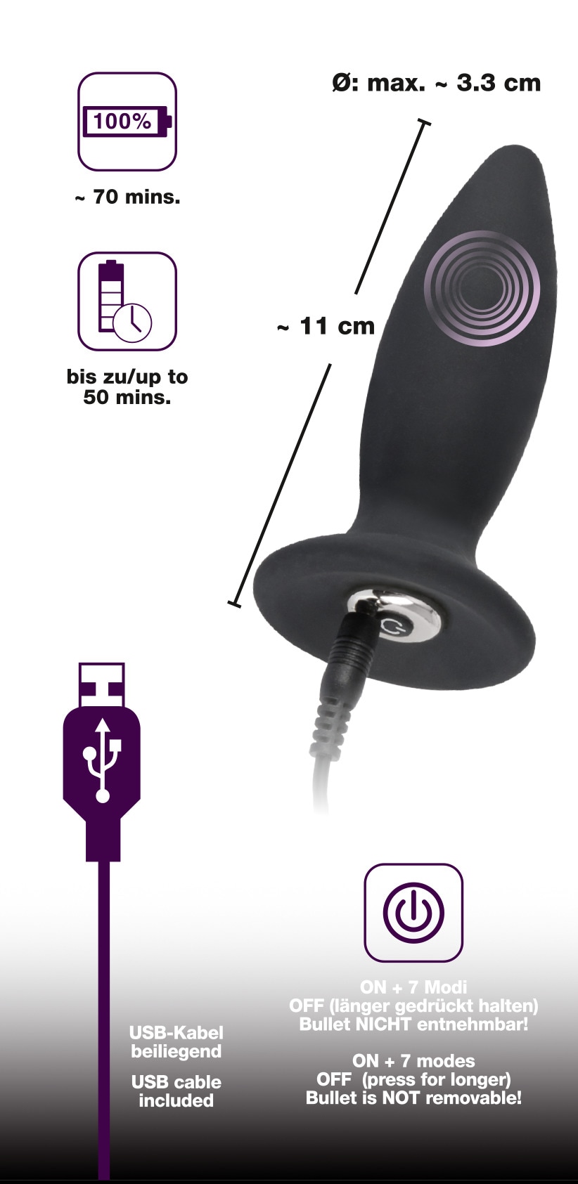BLACK VELVETS Anal-Stimulator »Analplug Recharge plug S« ()