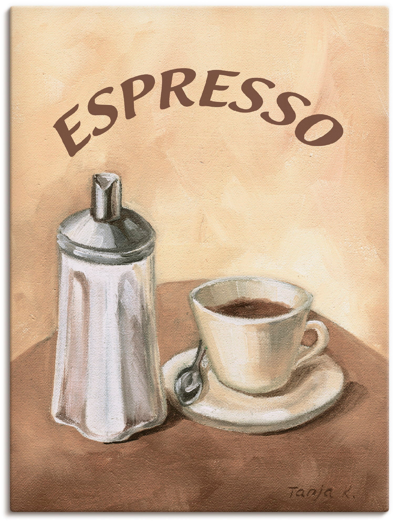 Artland Leinwandbild "Espresso II" Getränke 1 Stk. tlg. auf Holzrahmen gespannt